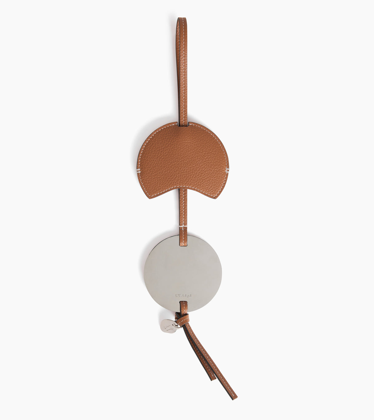 Spiegel mit Charms aus genarbtem Leder