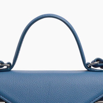 Emilie small grained leather double flap handbag