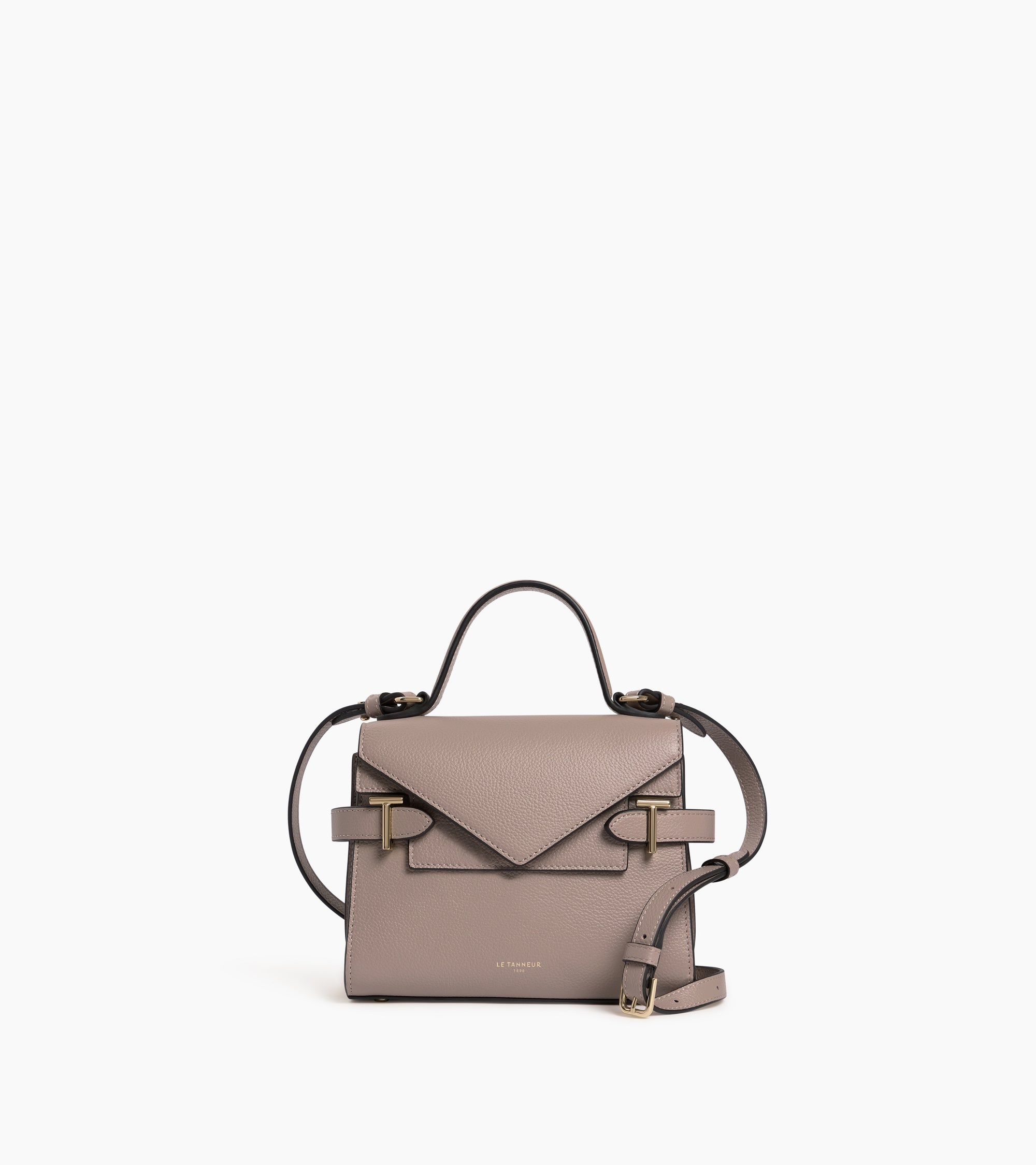 Emilie small handbag with double flap in grained leather