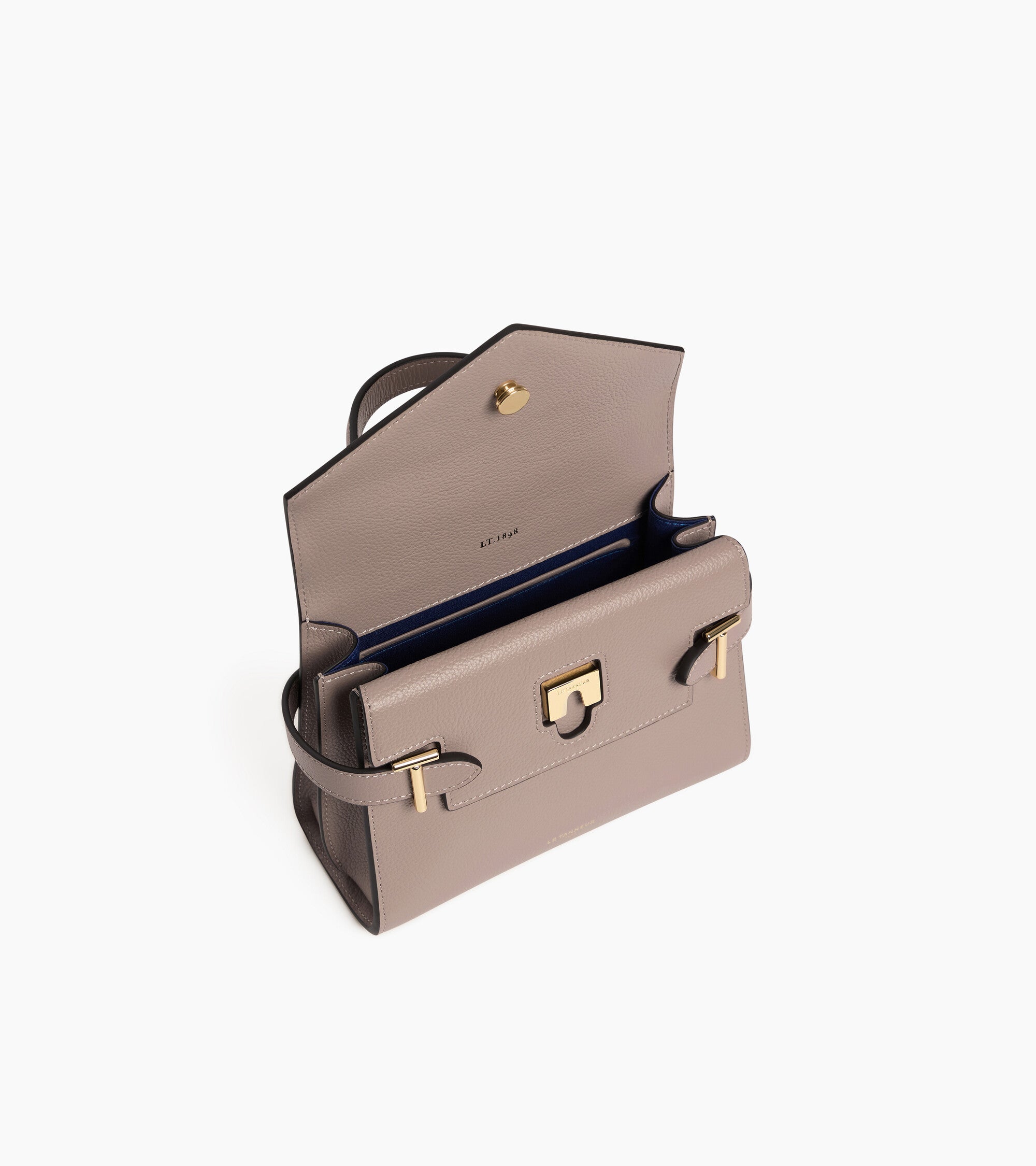 Emilie small handbag with double flap in grained leather