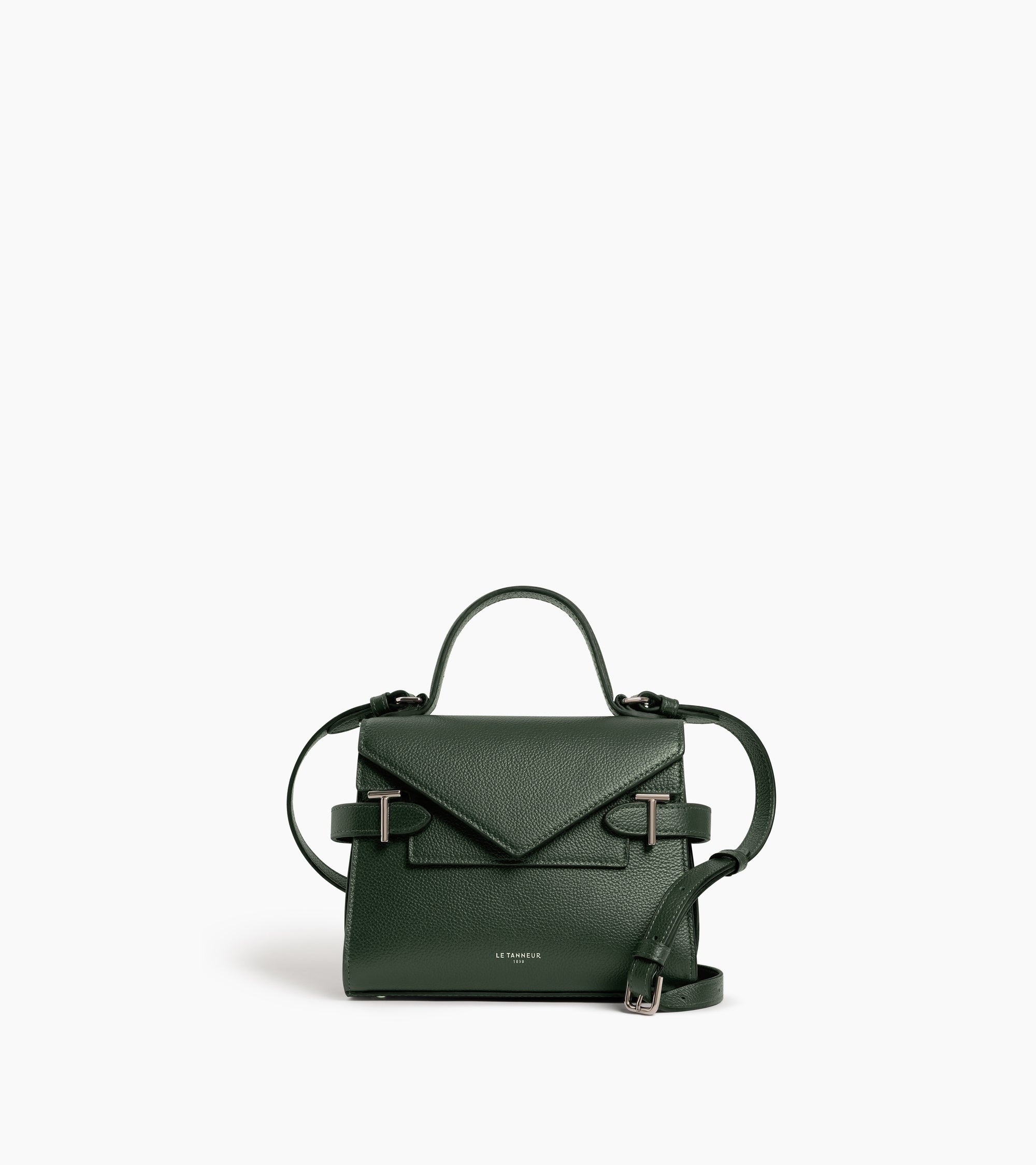 Emilie small handbag with double flap in grained leather