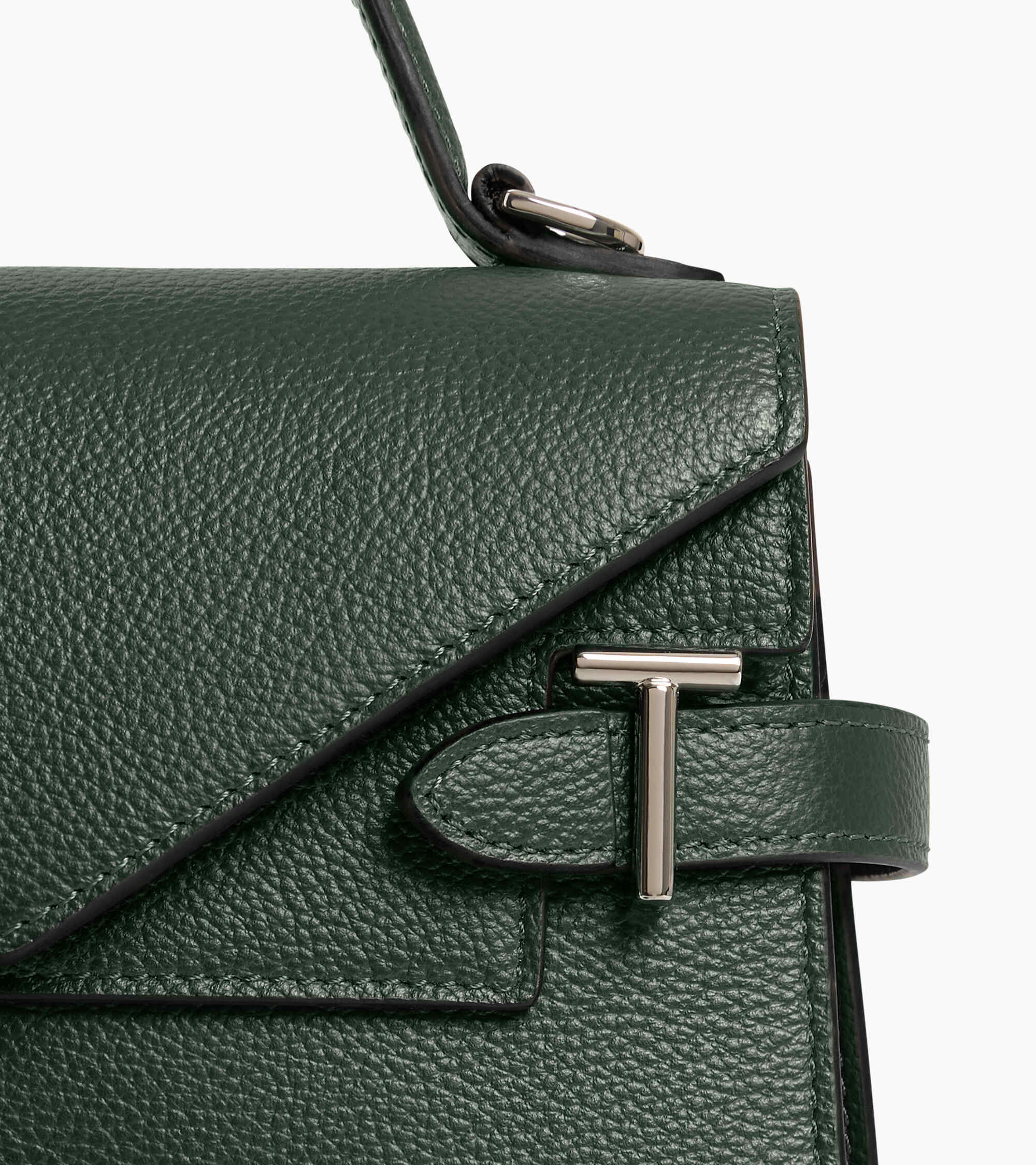 Emilie small handbag with double flap in grained leather