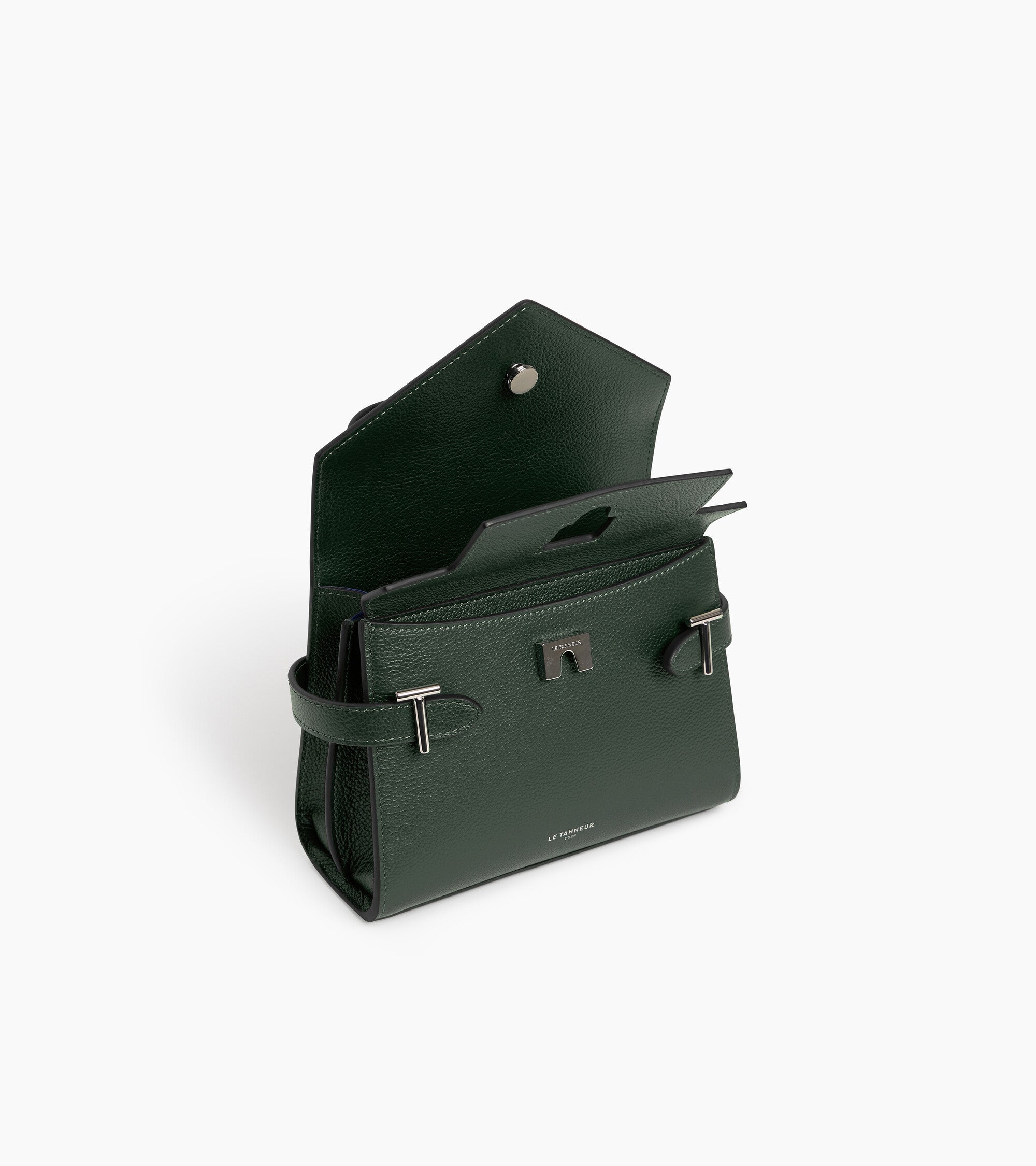 Emilie small handbag with double flap in grained leather