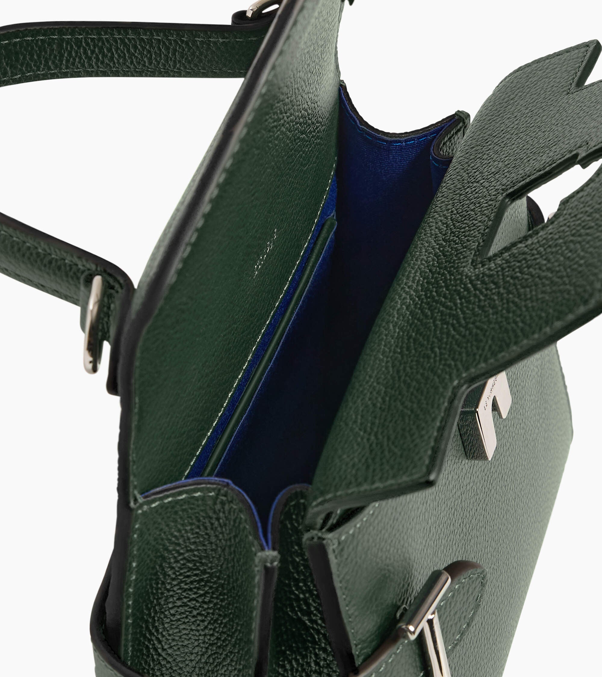 Emilie small handbag with double flap in grained leather