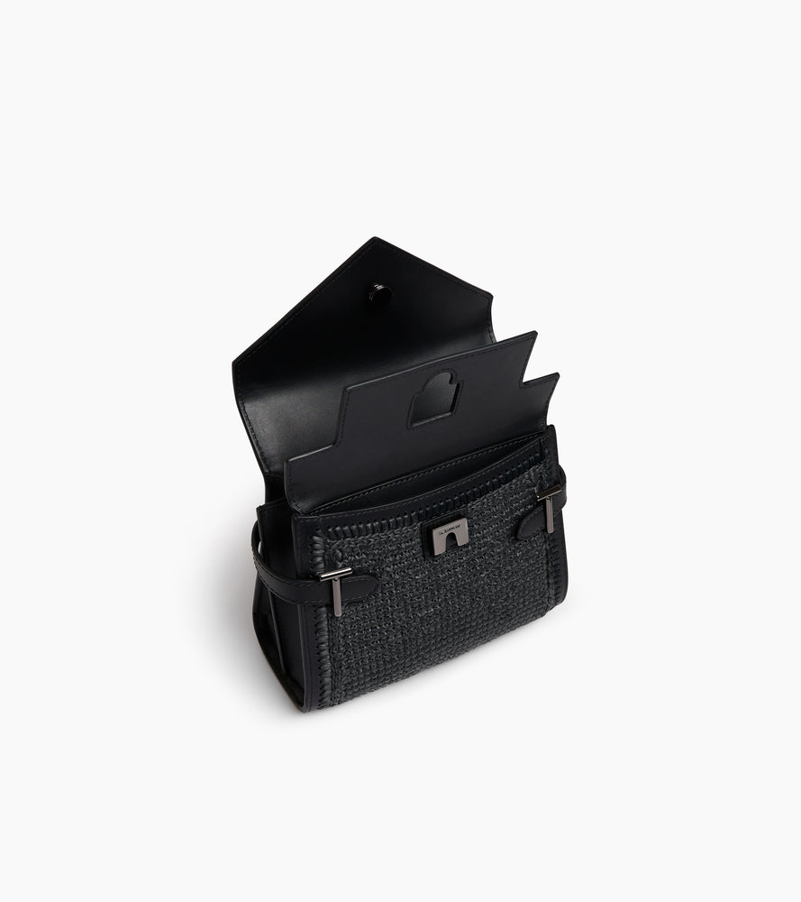 Kleine Handtasche Emilie mit doppeltem Umschlag, aus Glattleder in Raffia-Optik