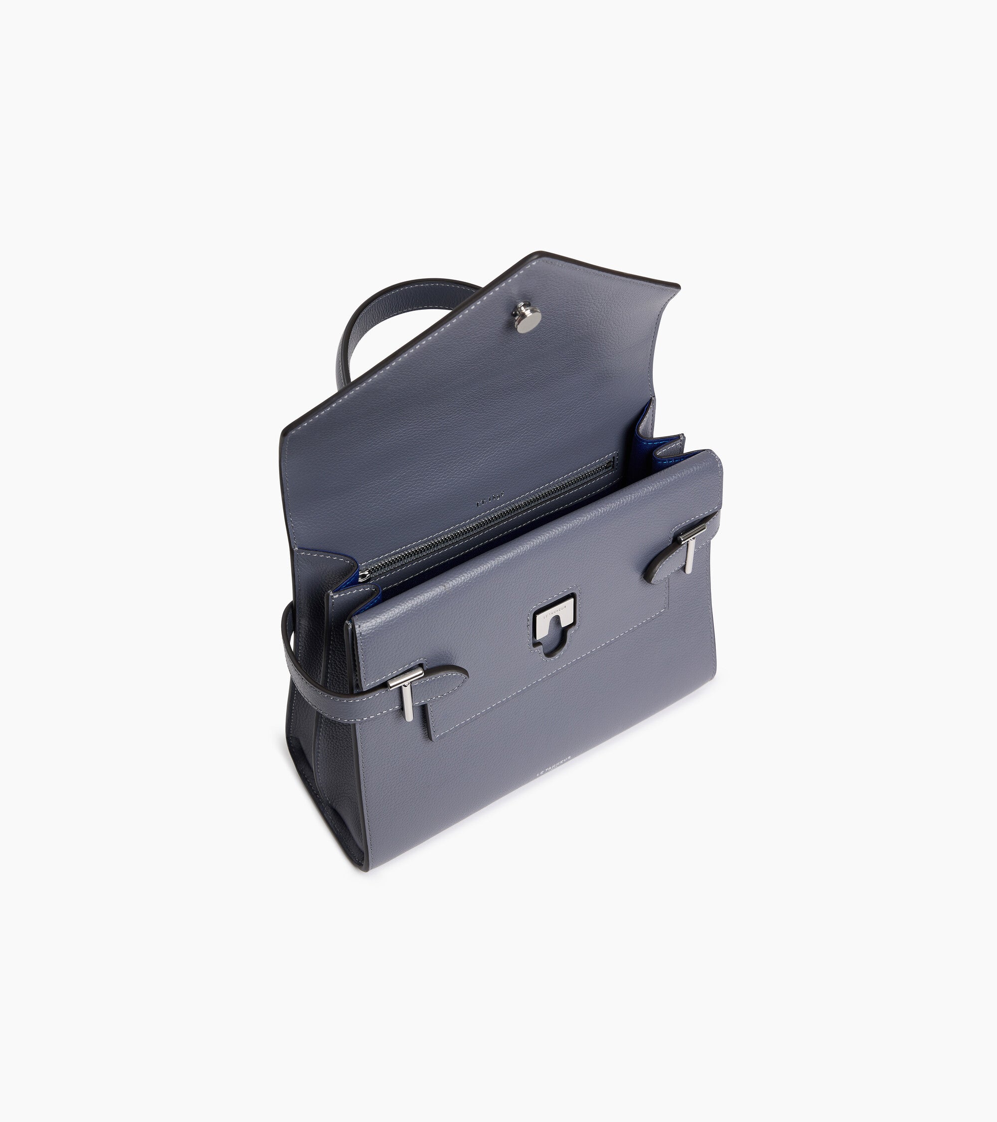 Emilie medium handbag with double flap in grained leather