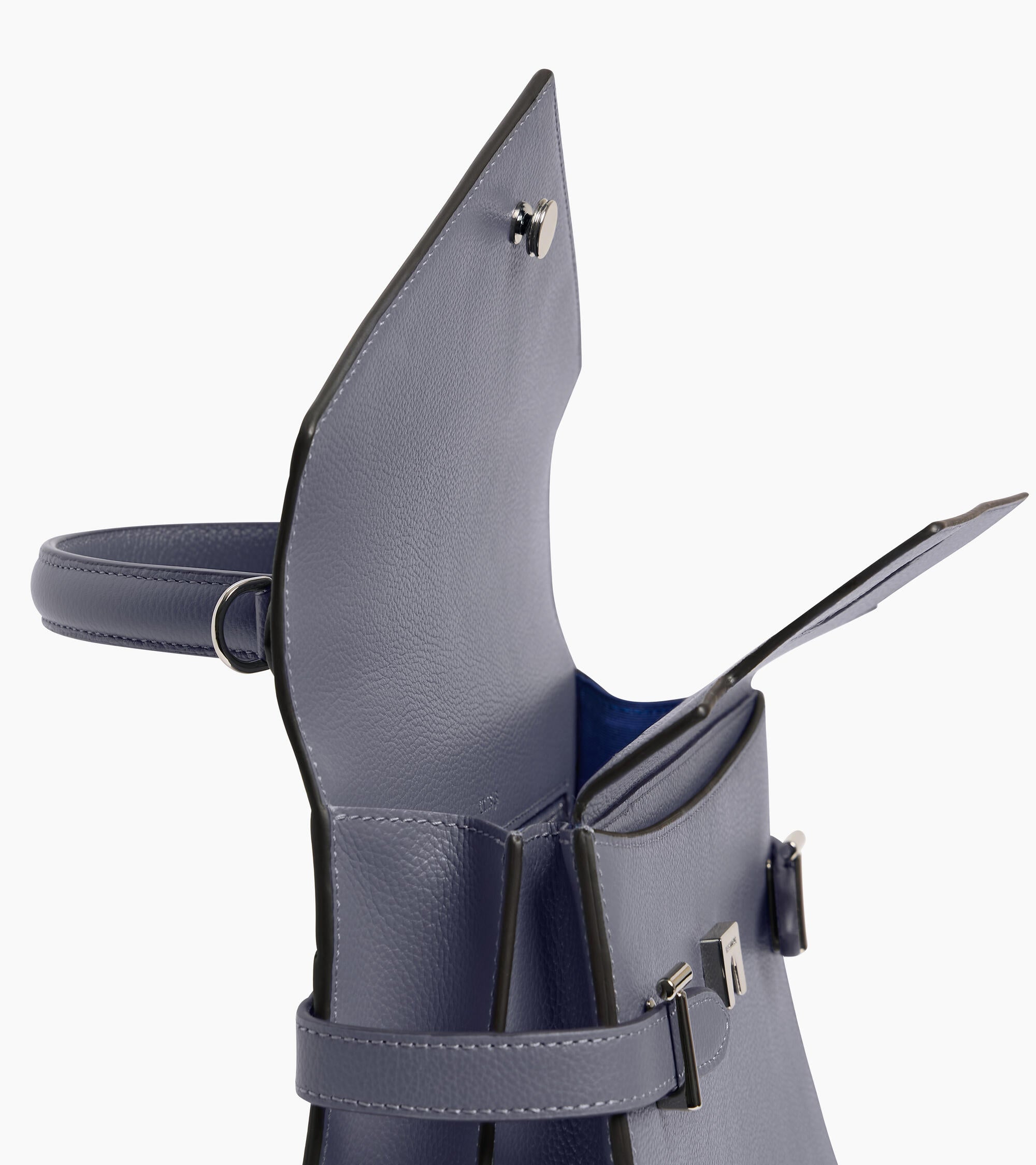 Emilie medium handbag with double flap in grained leather