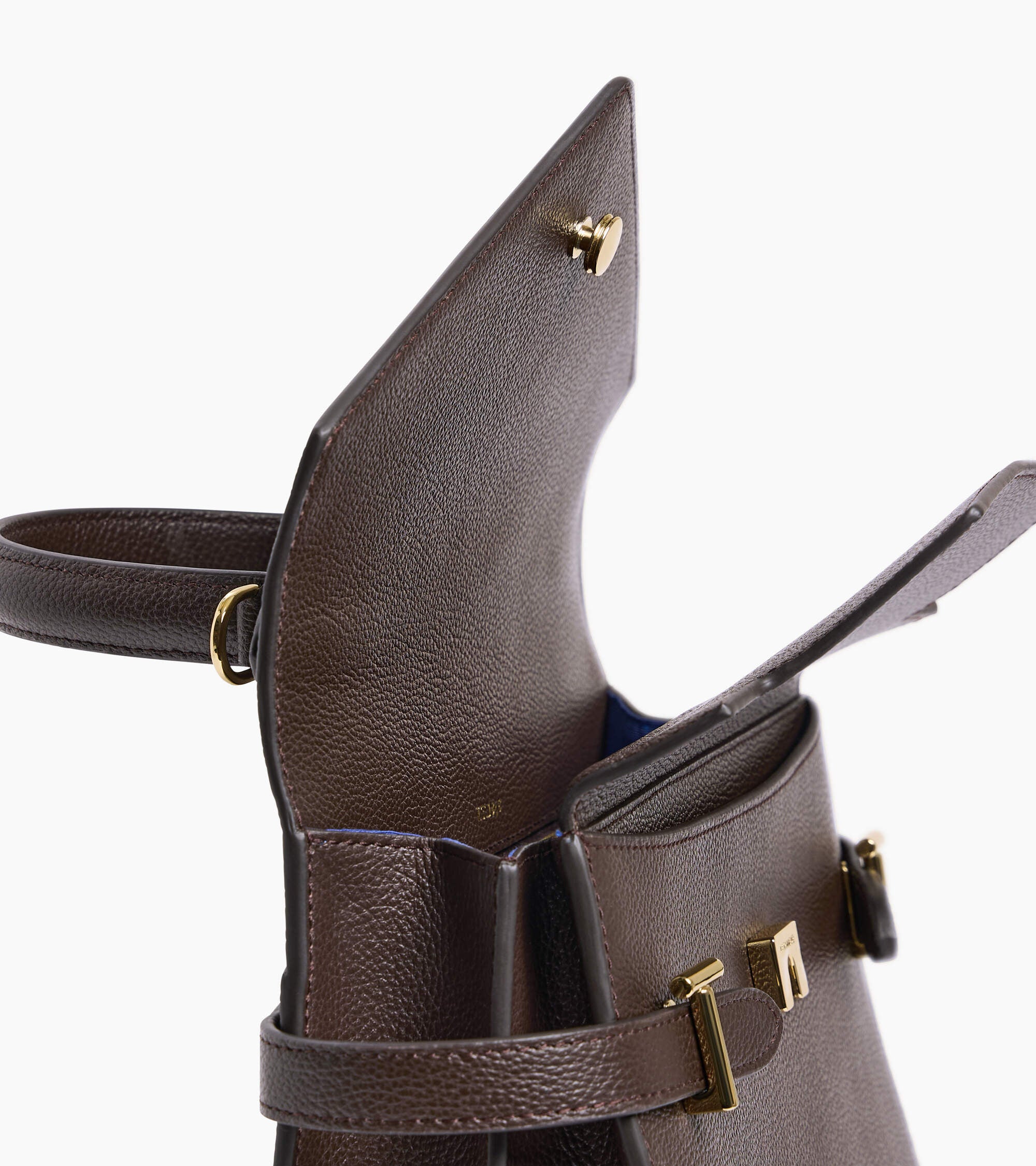 Bolso de mano mediano Emilie de piel texturizada con doble solapa