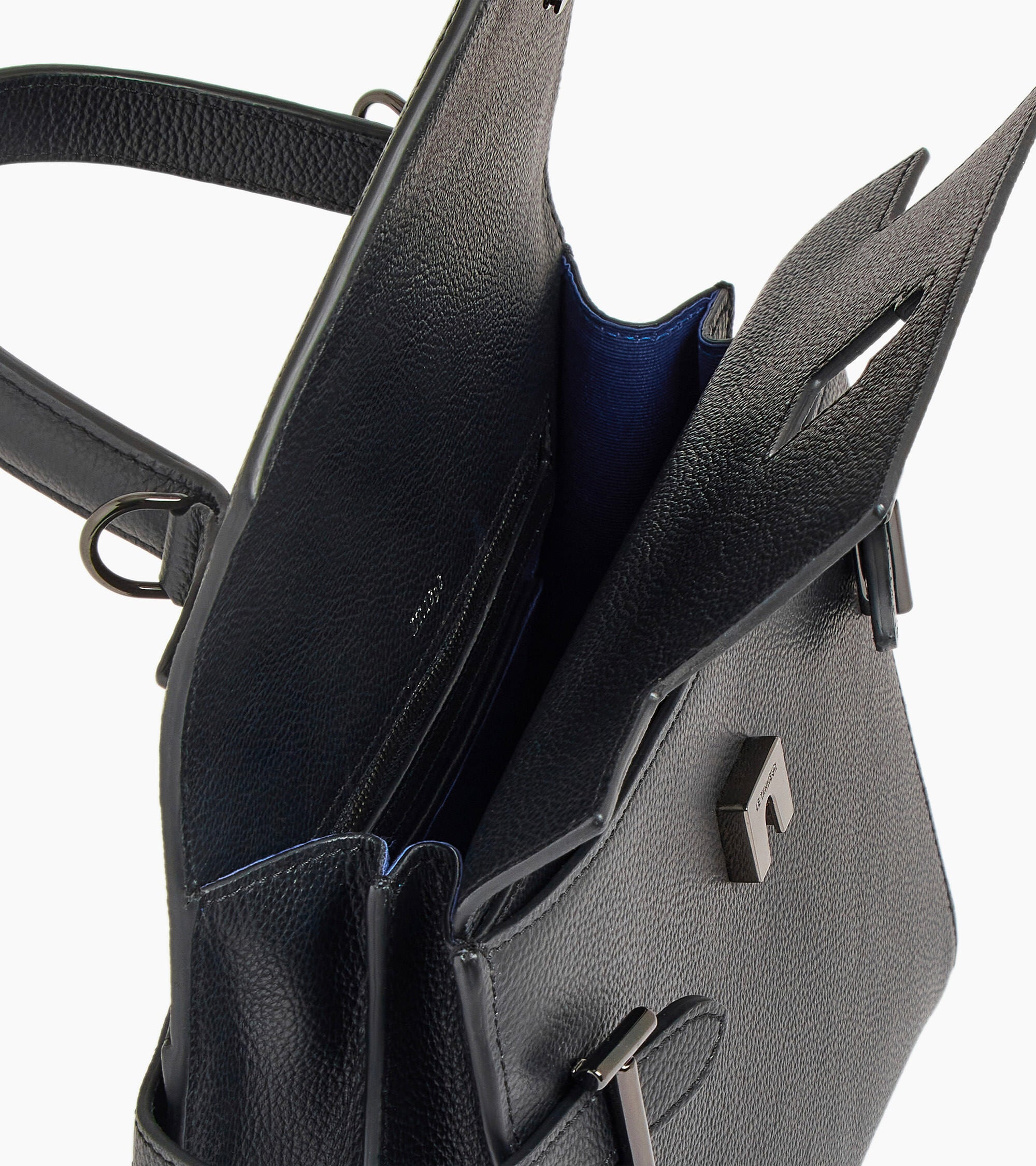 Mittelgroße Handtasche Emilie aus genarbtem Leder mit Doppelklappe