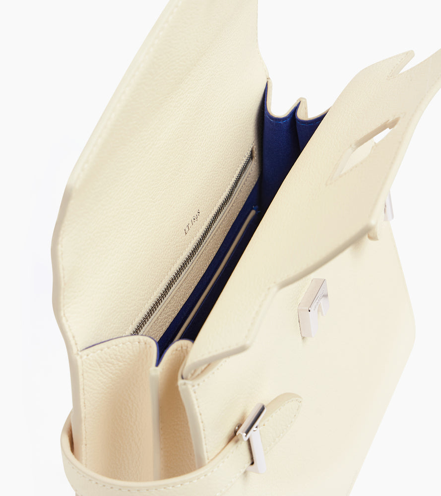 Sac à main double rabat moyen modèle Emilie en cuir grainé