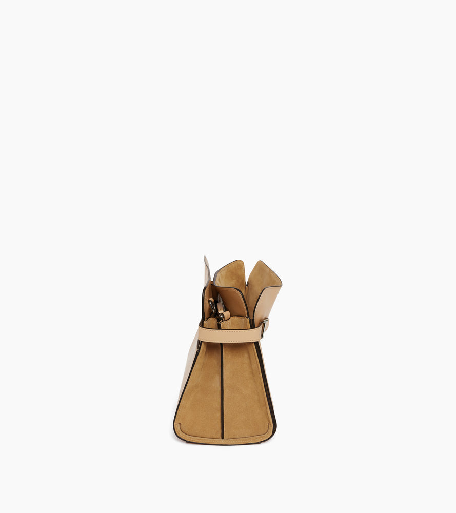 Große Handtasche Emie aus Glatt- und Nubukleder