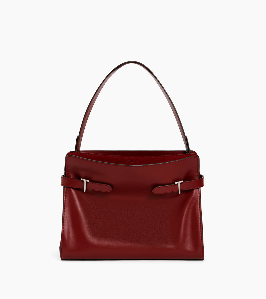 Schultertasche großes Modell Emie aus glattem Leder und Nubukleder