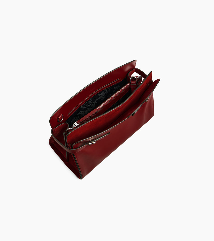 Schultertasche großes Modell Emie aus glattem Leder und Nubukleder