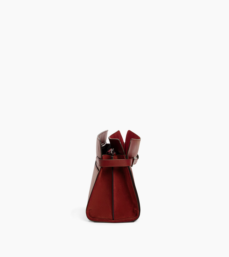 Schultertasche großes Modell Emie aus glattem Leder und Nubukleder