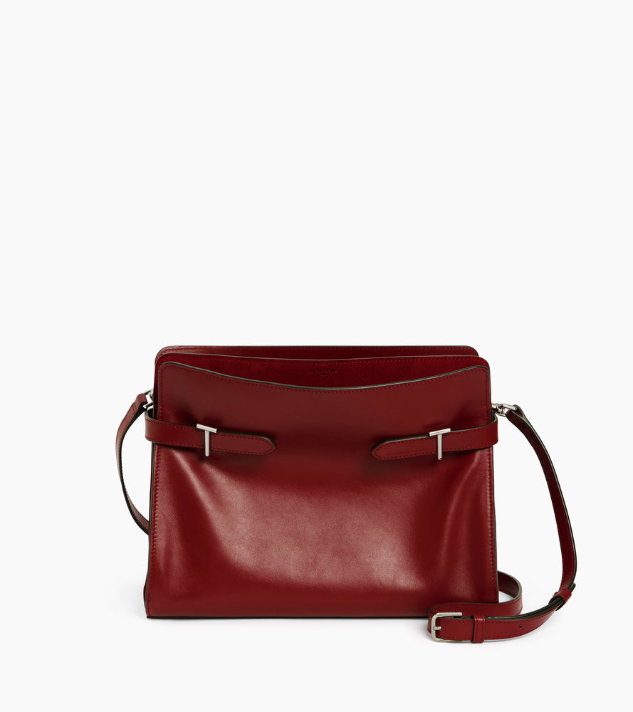 Schultertasche großes Modell Emie aus glattem Leder und Nubukleder