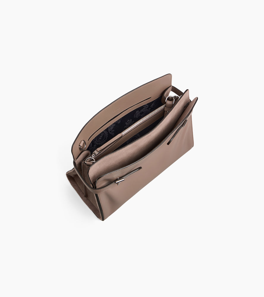 Schultertasche großes Modell Emie aus glattem Leder und Nubukleder