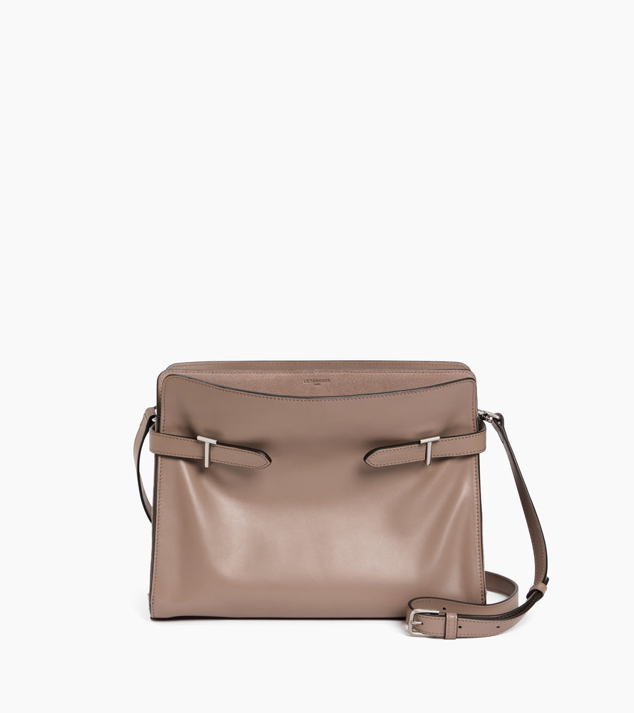 Schultertasche großes Modell Emie aus glattem Leder und Nubukleder
