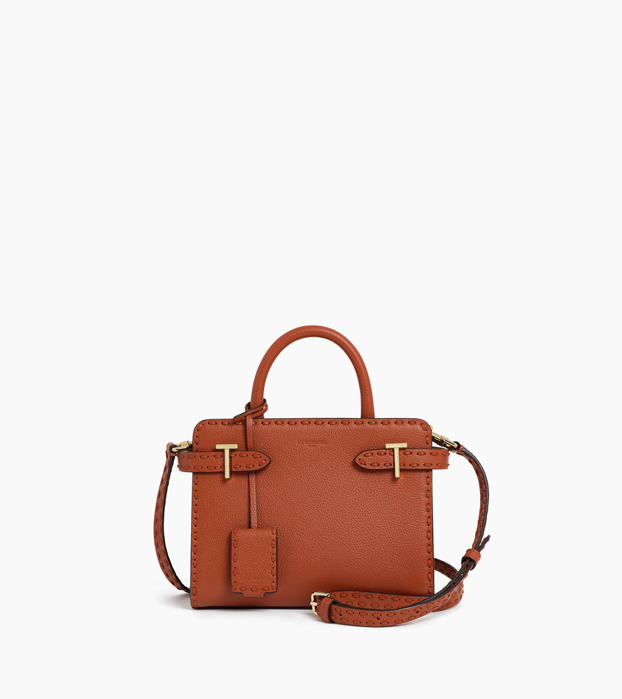 Small Emilie handbag in grained and smooth leather