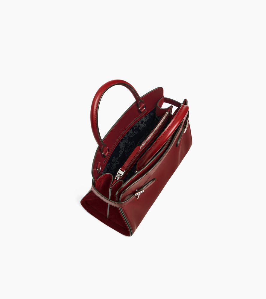 Mittelgroße Handtasche Emie aus Glatt- und Nubukleder