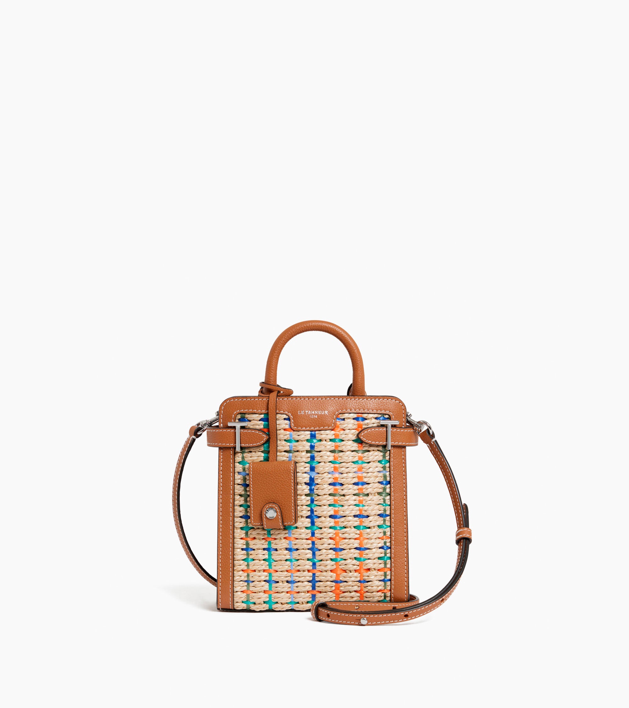 Emilie small vertical raffia handbag