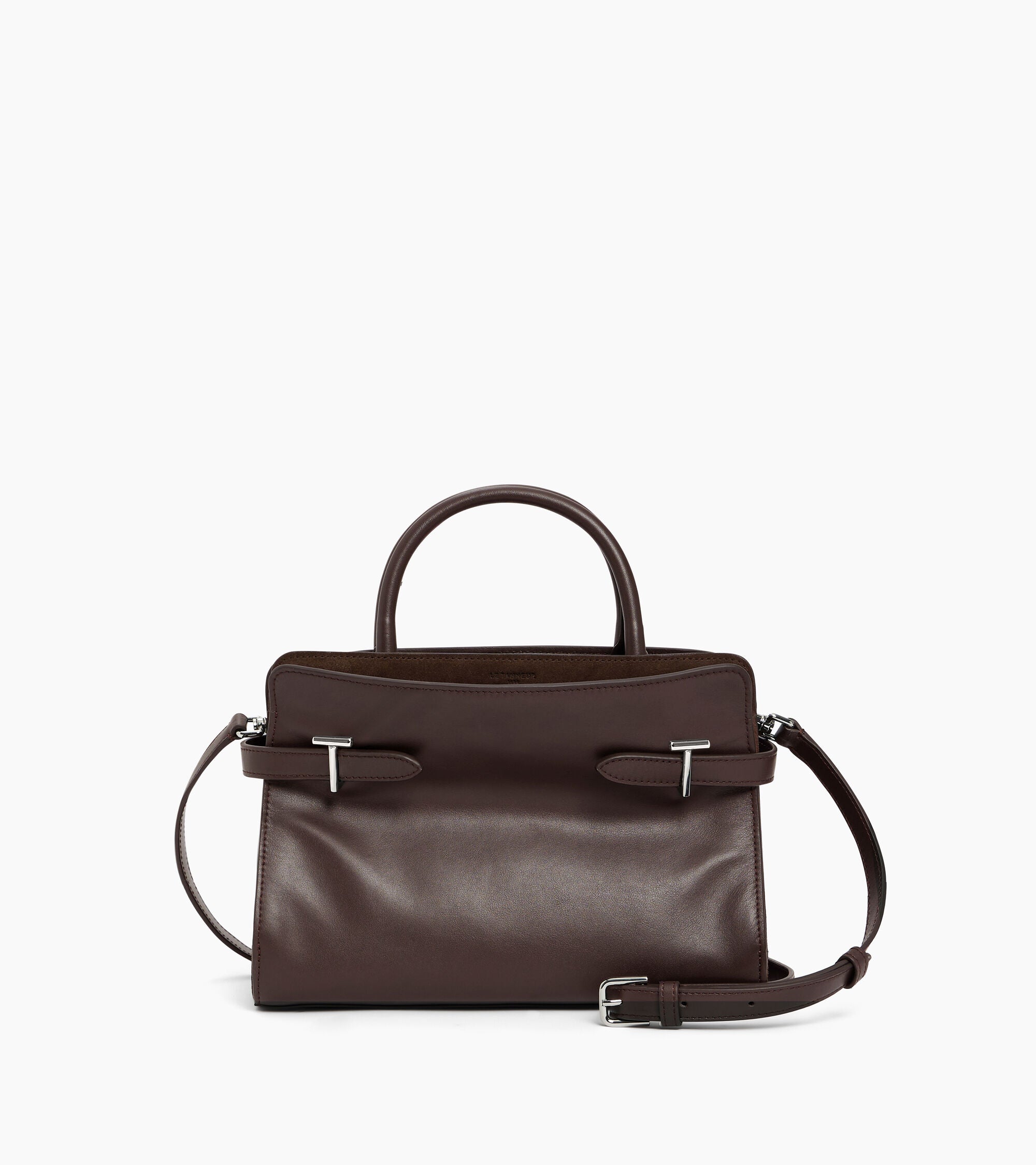Bolso mediano Emie de piel lisa y serraje con acabado de terciopelo