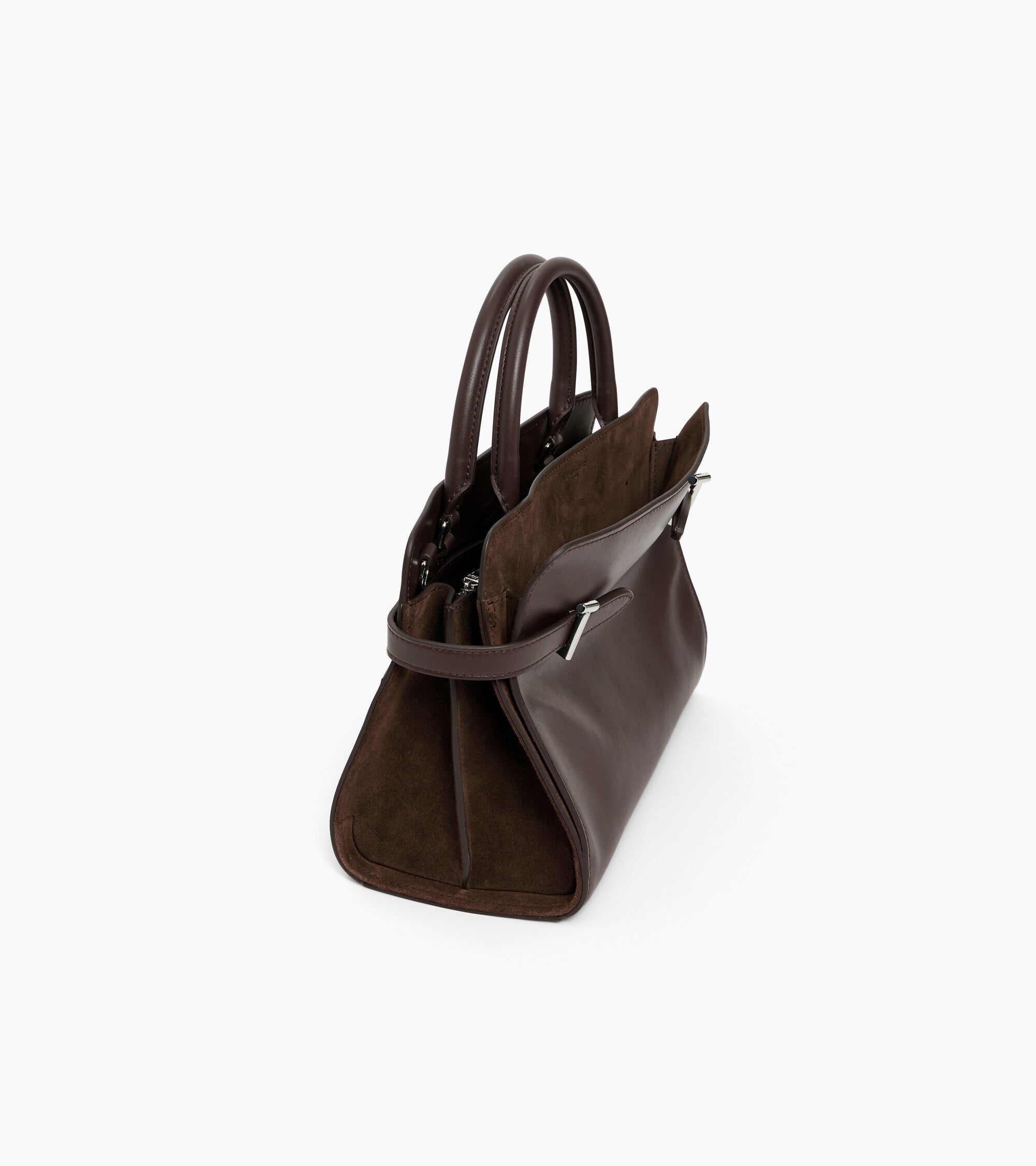 Bolso mediano Emie de piel lisa y serraje con acabado de terciopelo
