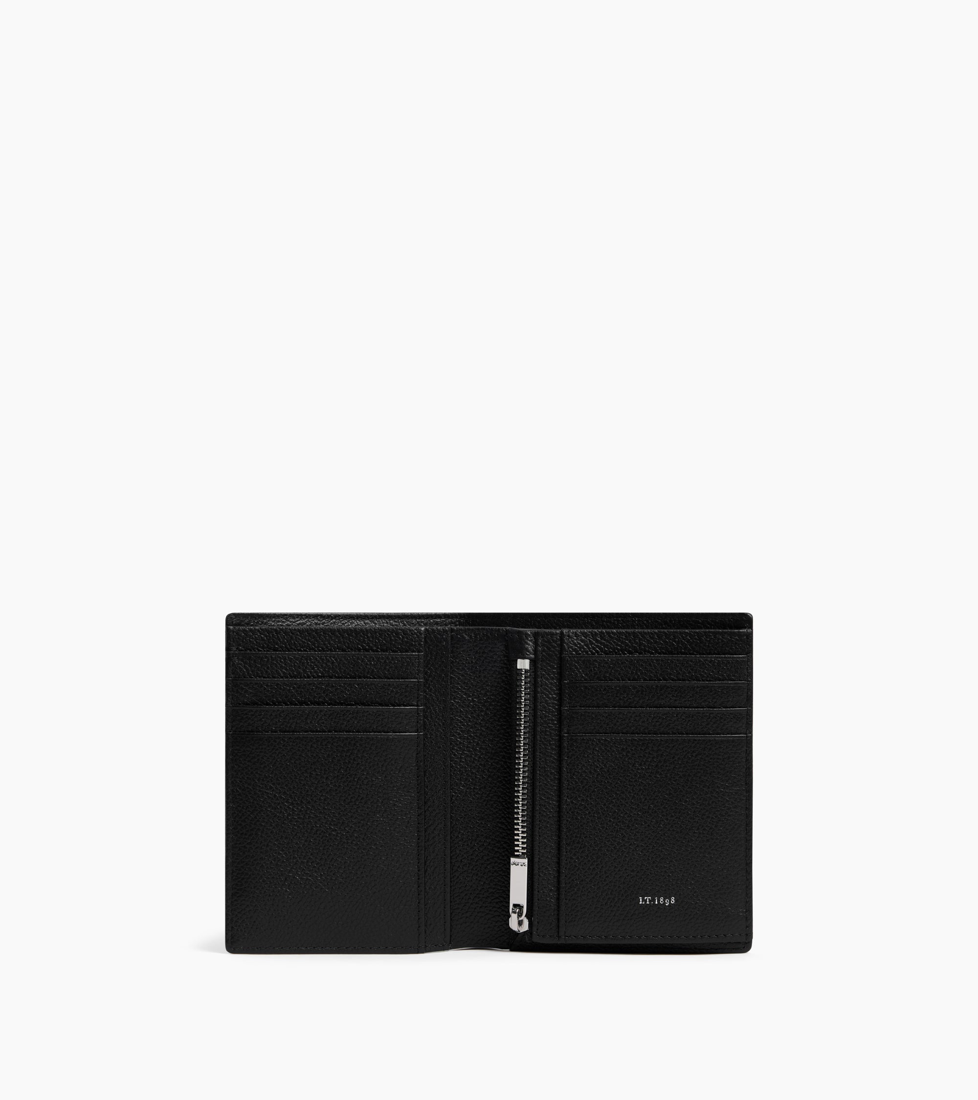 Cartera vertical mediana con cremallera Lucien de piel granulada