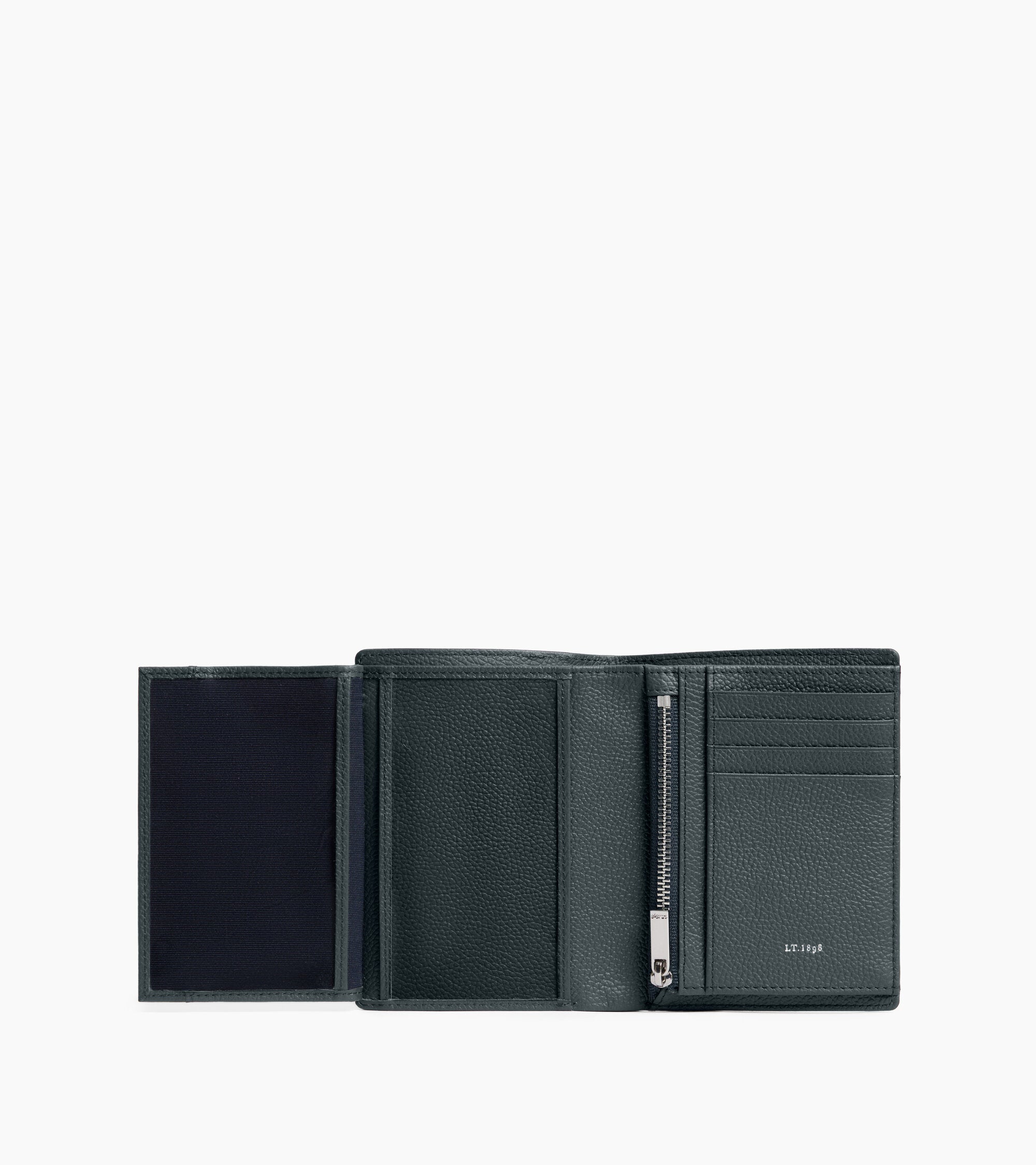 Lucien グレインレザー ファスナー付き スモール 縦型 二つ折り財布