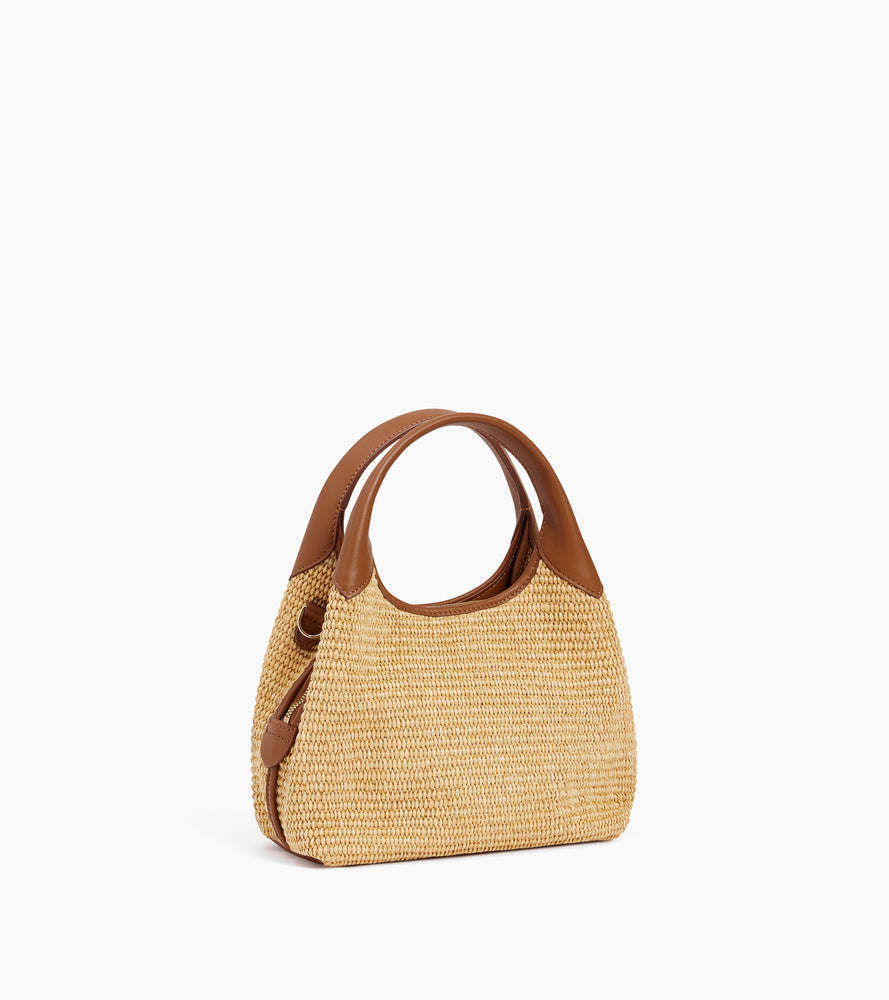 Kleine Handtasche Juliette aus Glattleder in Raffia-Optik