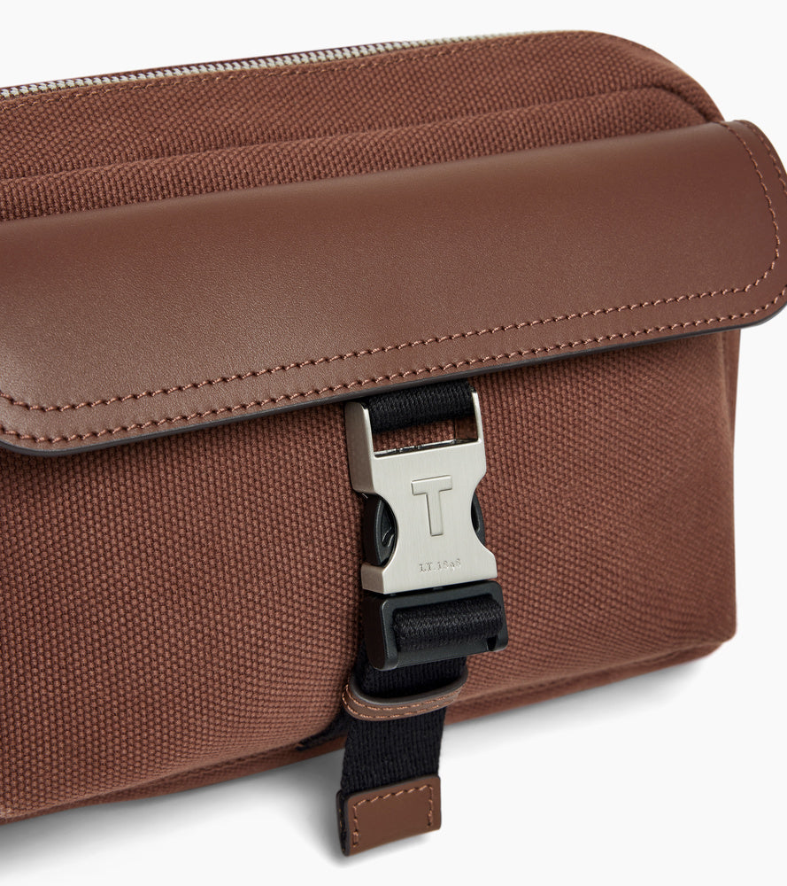 Maurice small shoulder bag in cotton canvas and smooth leather