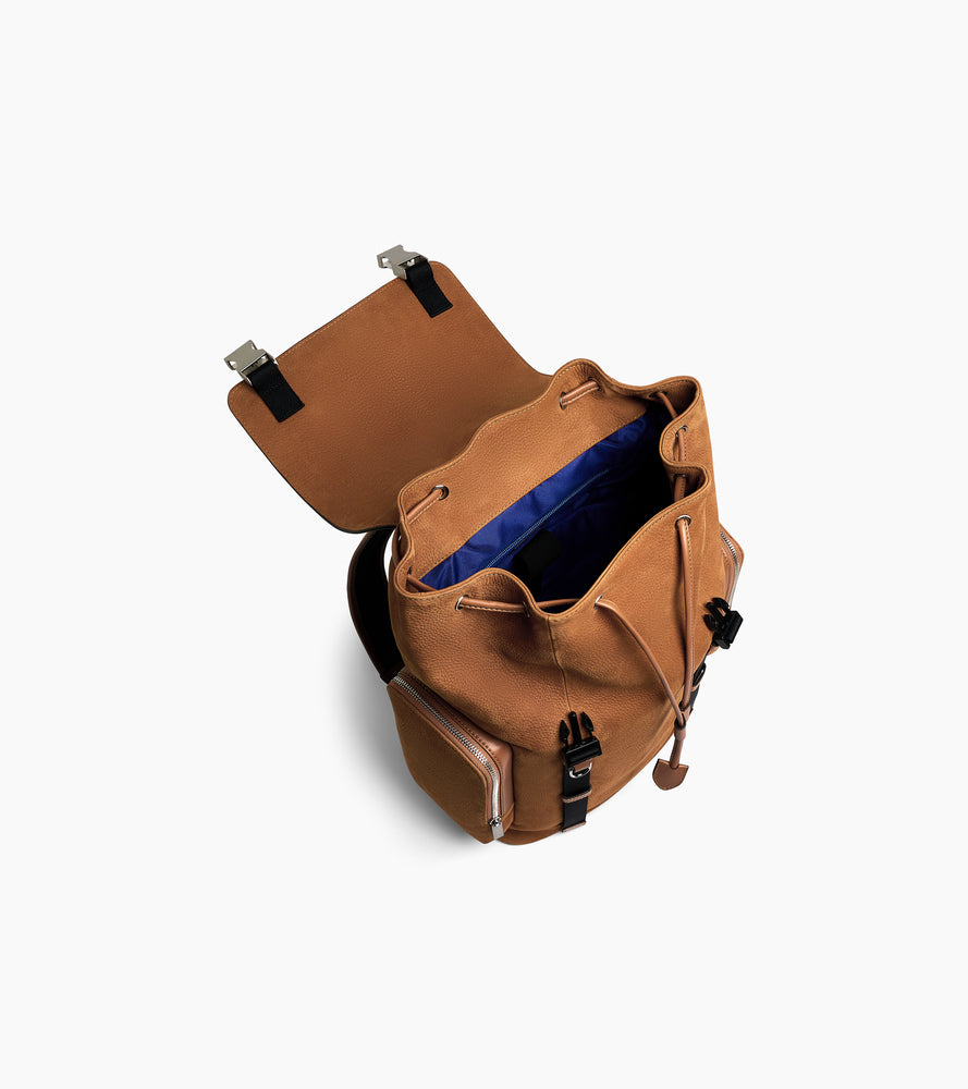 Rucksack mit Klappe Maurice aus genarbtem Nubukleder