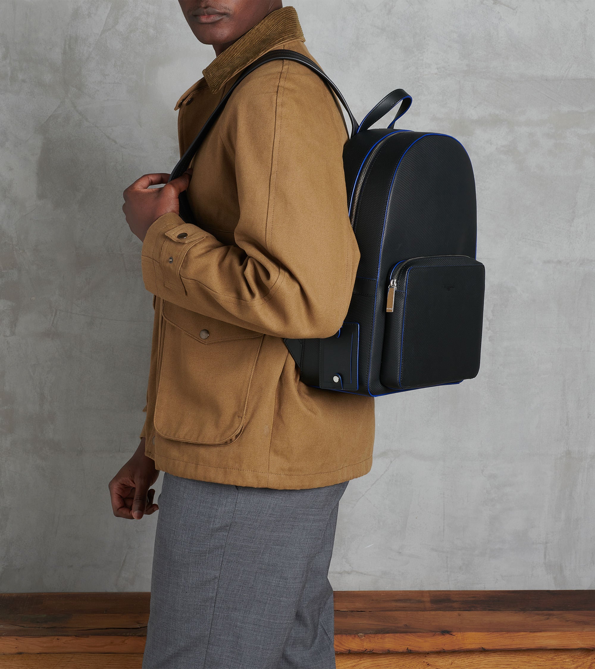 Zipped Emile monogram leather backpack