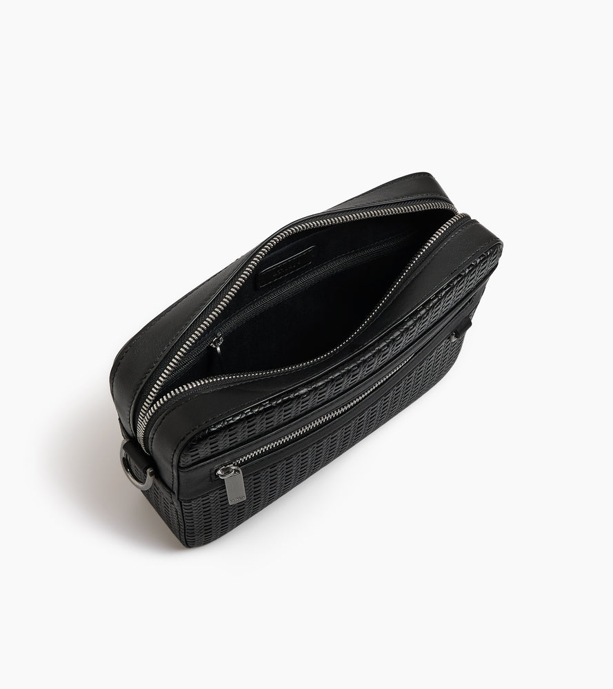 Emile small satchel in embossed and smooth leather