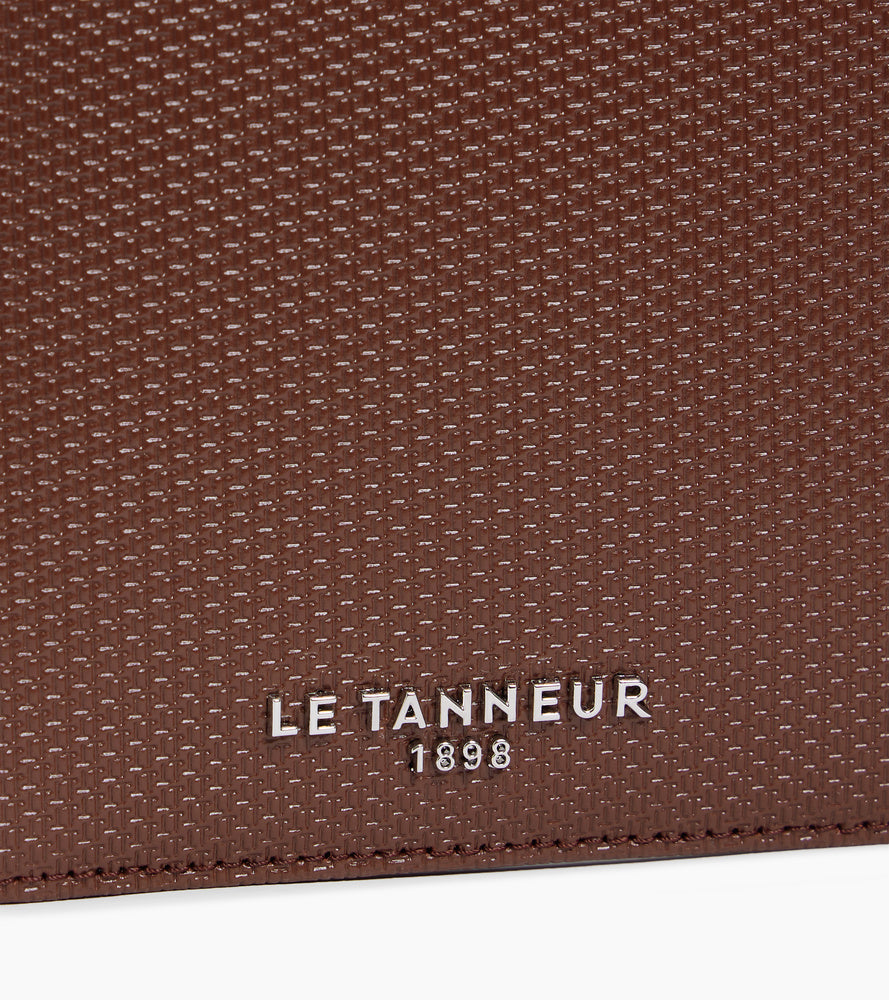 Cartera horizontal Emile con cremallera en cuero con la característica T