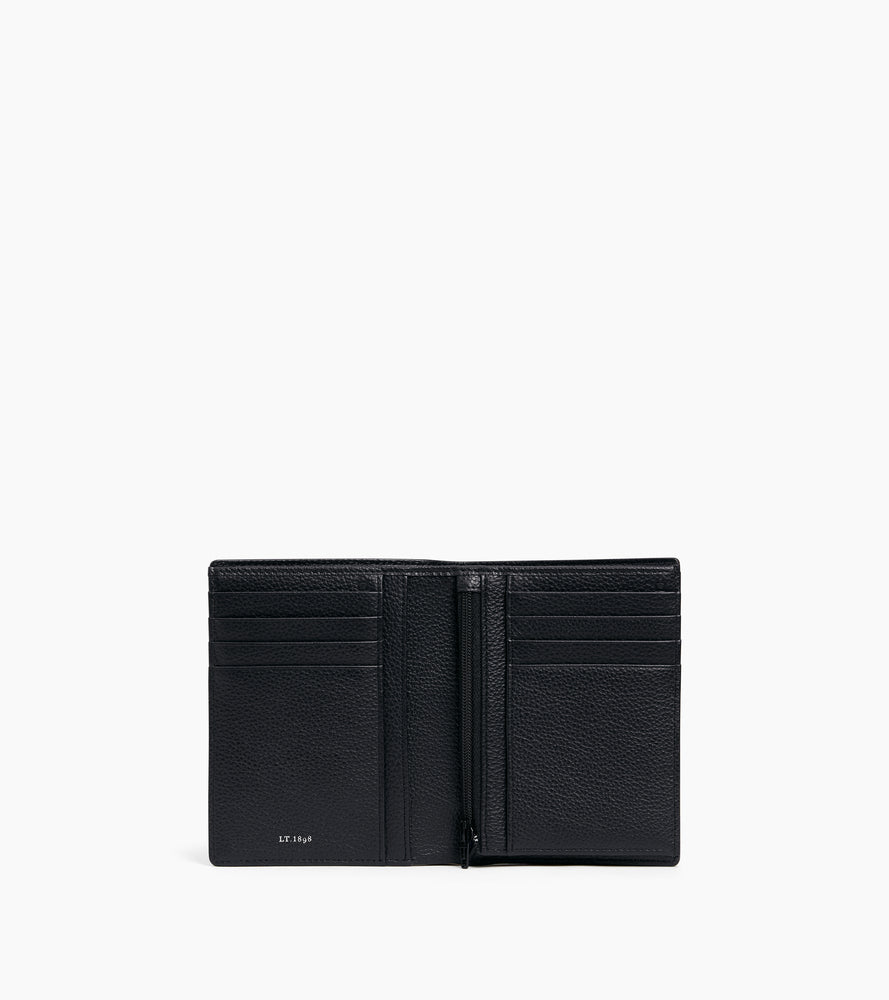 Emile zipped vertical wallet in grained leather