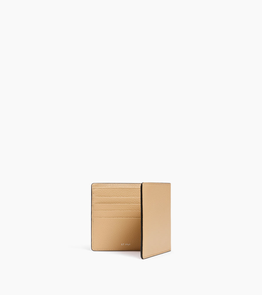 Emile card holder with bill pocket in grained leather