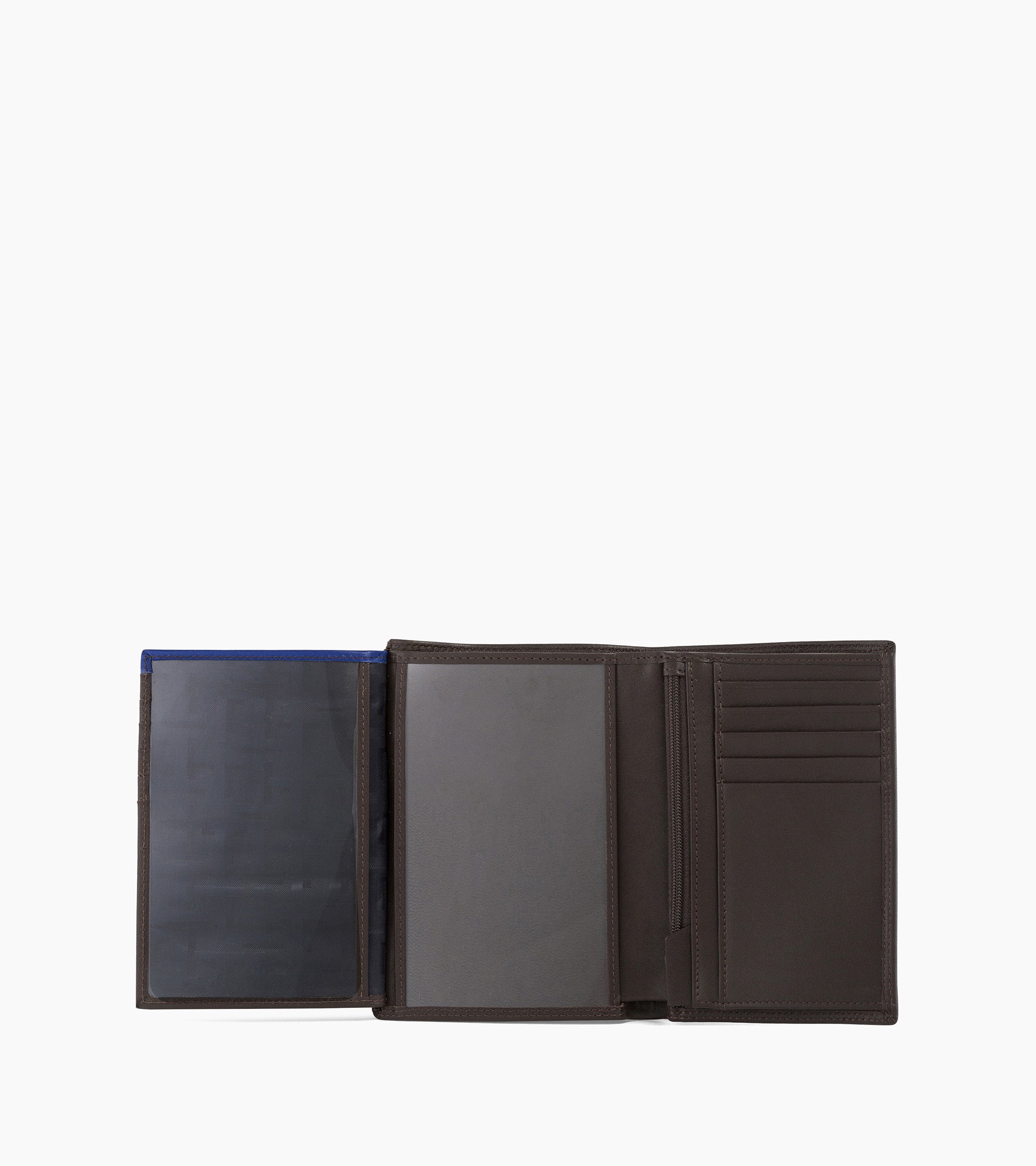 Zipped pocket and 2 shutters Martin smooth leather wallet