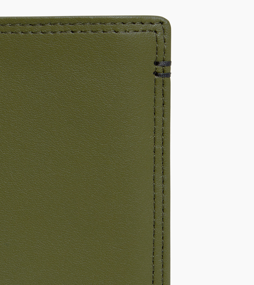 cartera vertical grande con cremallera de 2 secciones de piel lisa
