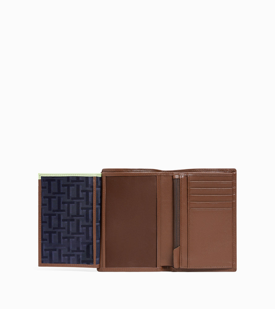 Martin large wallet with zipped pocket and 2 shutters in smooth leather