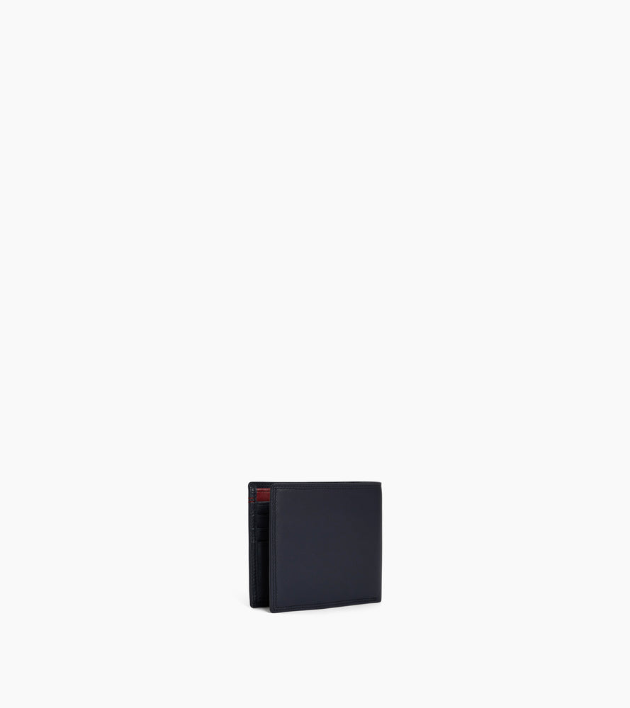 cartera con solapa de 2 secciones de piel lisa