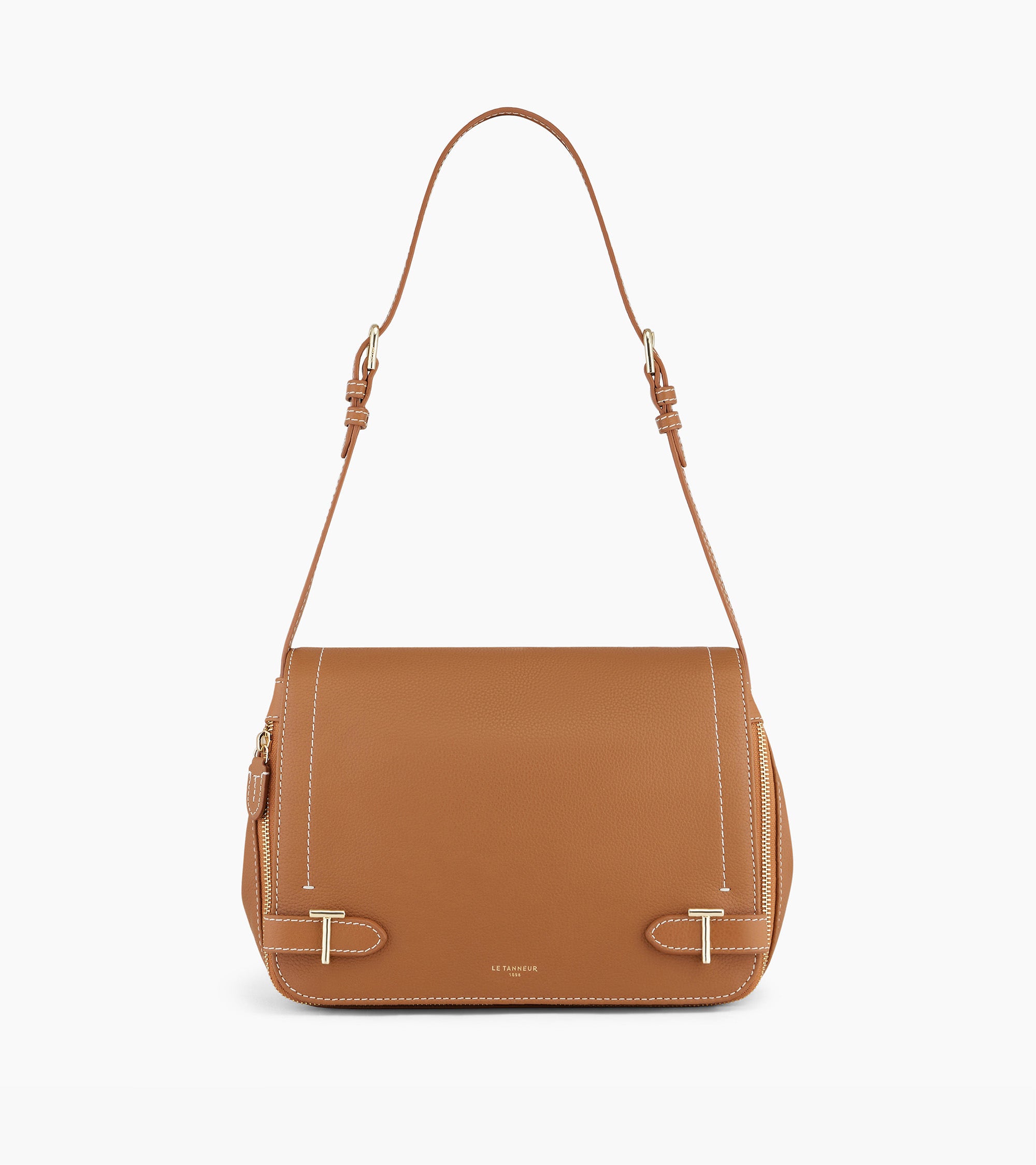 Simone medium-sized bag with crossbody strap in pebbled leather