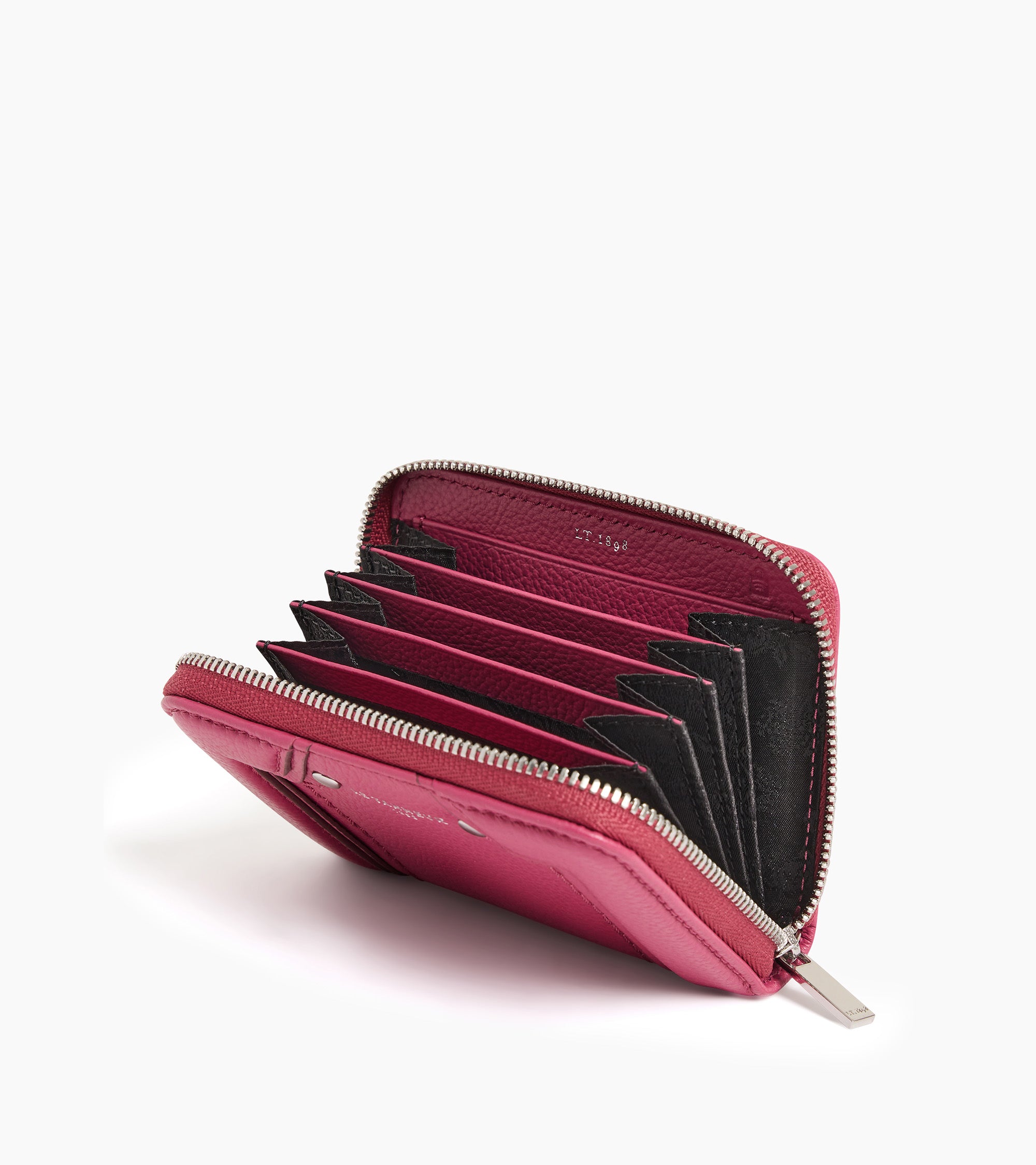 Ella zipped card holder in grained leather