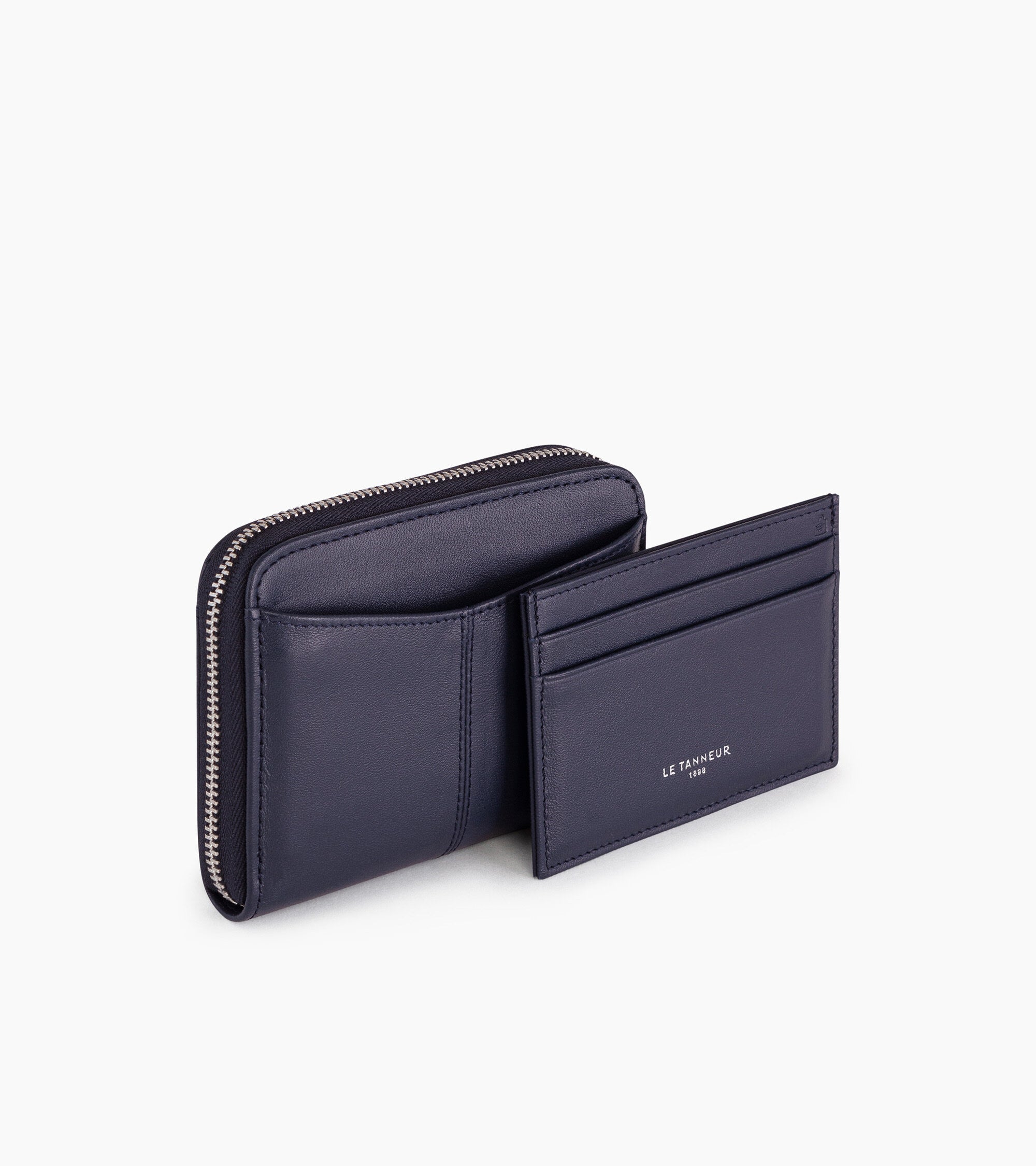 Zipped Charlotte smooth leather coin purse and removable cardholder