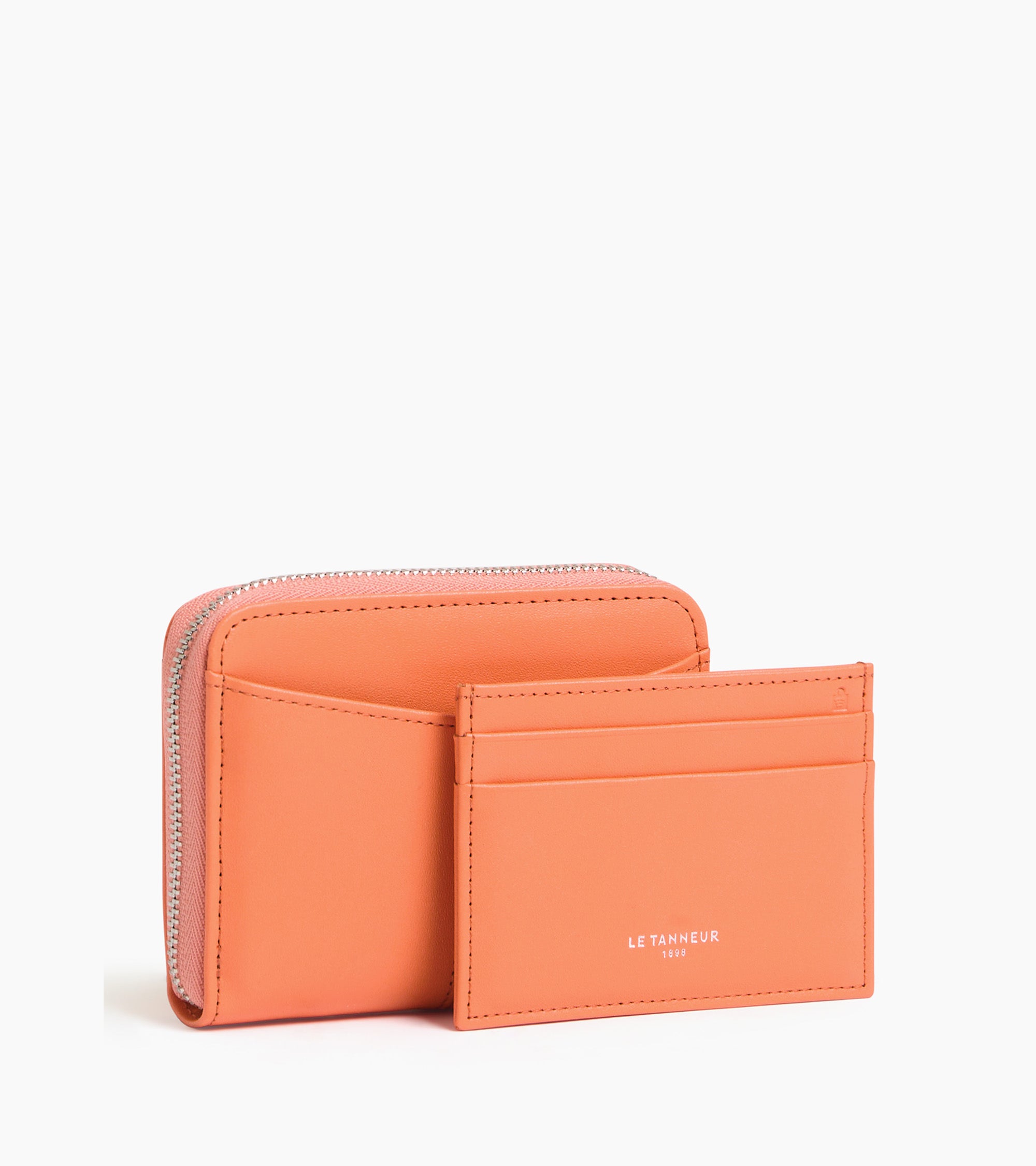Charlotte zipped coin case with removable card compartments in smooth leather