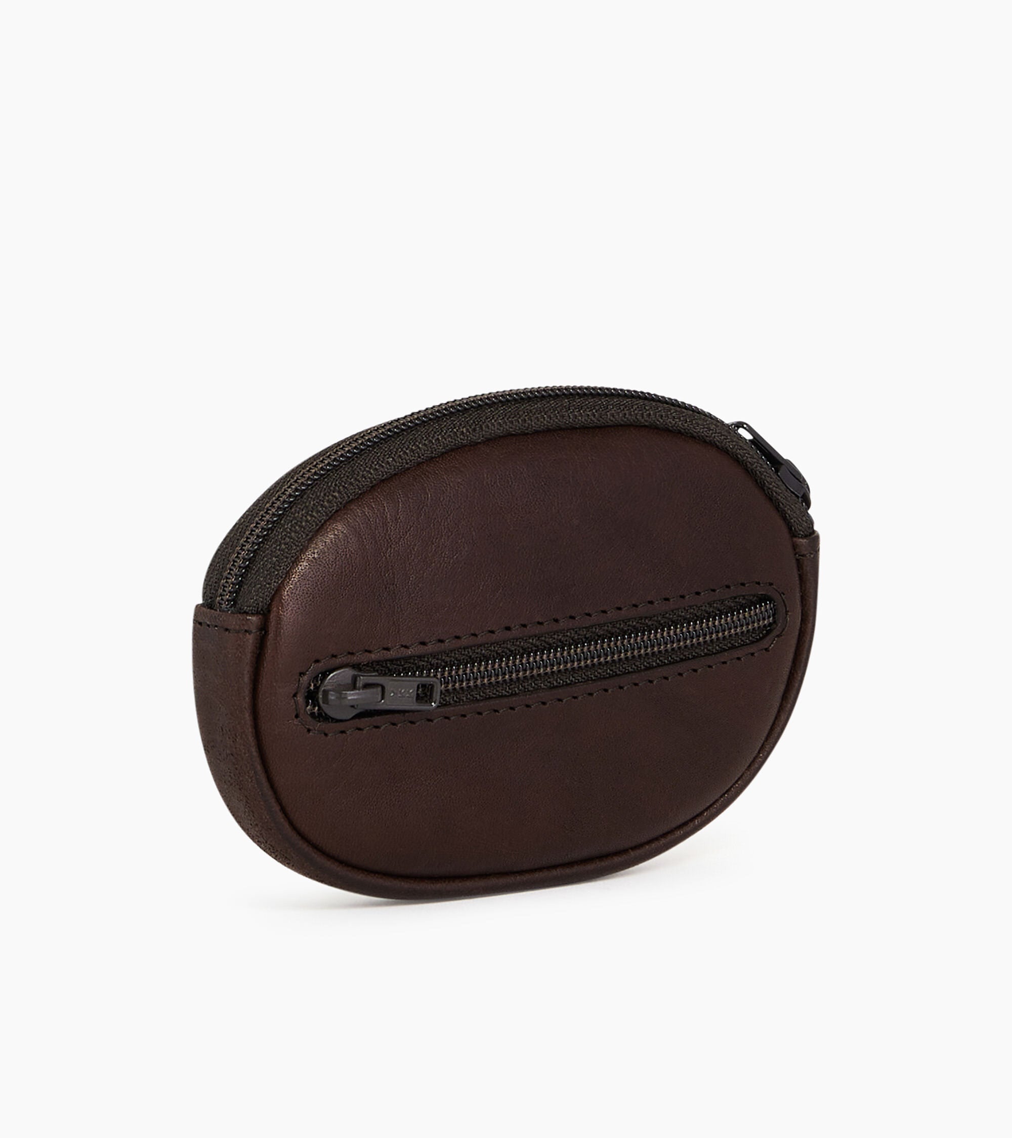 Zipped Gary oiled leather coin wallet