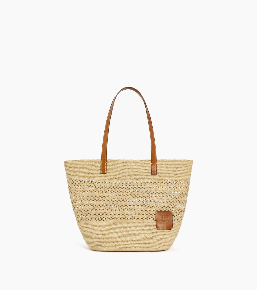 El bolso grande Nattier en rafia y cuero de origen vegetal