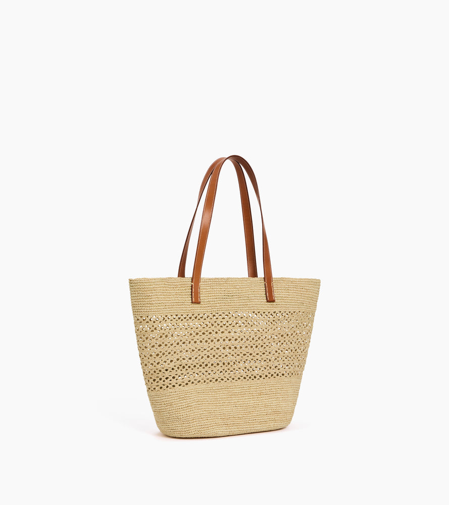 El bolso grande Nattier en rafia y cuero de origen vegetal