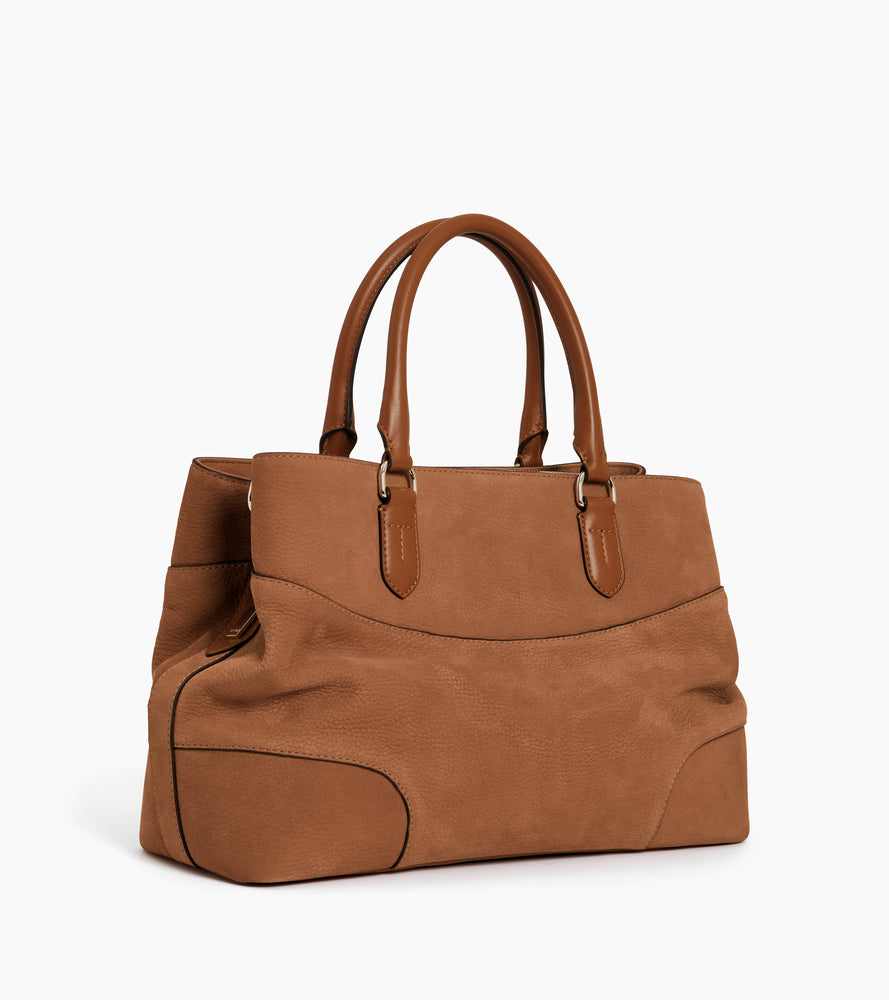 Große Handtasche Romy aus genarbtem Nubukleder