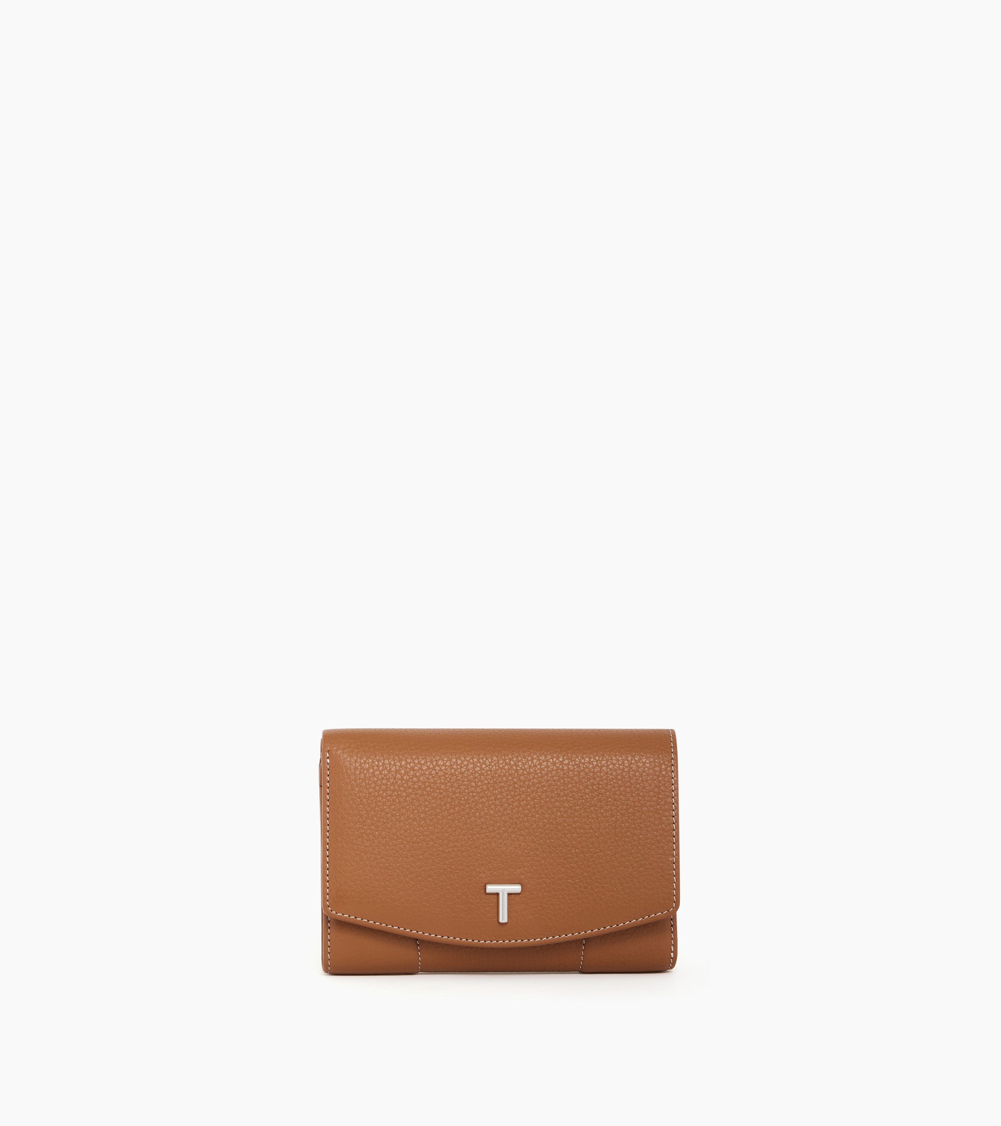 Romy coin case with flap closure in pebbled leather