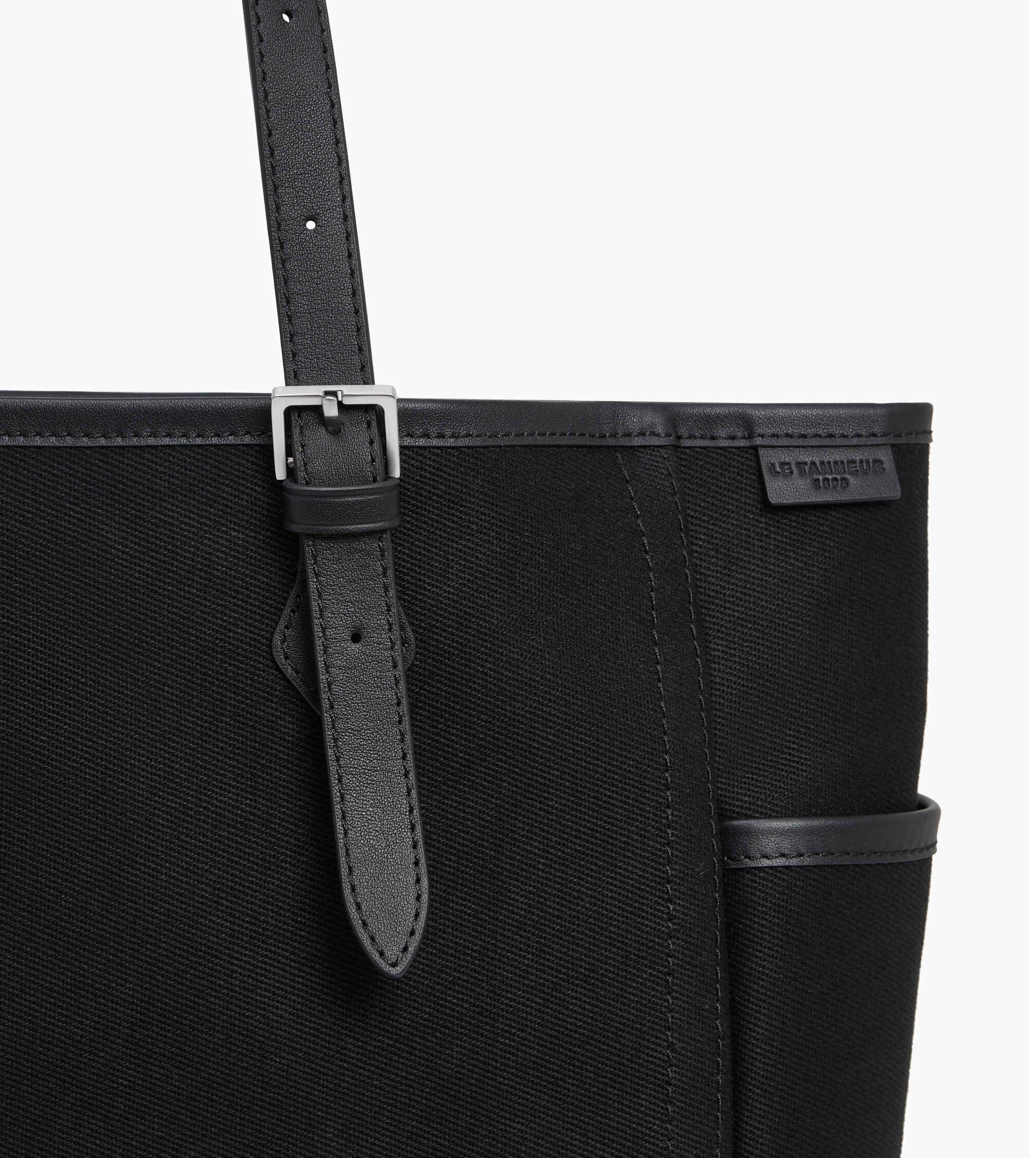 Bolso cabás mediano Solveig de lona de algodón y piel lisa